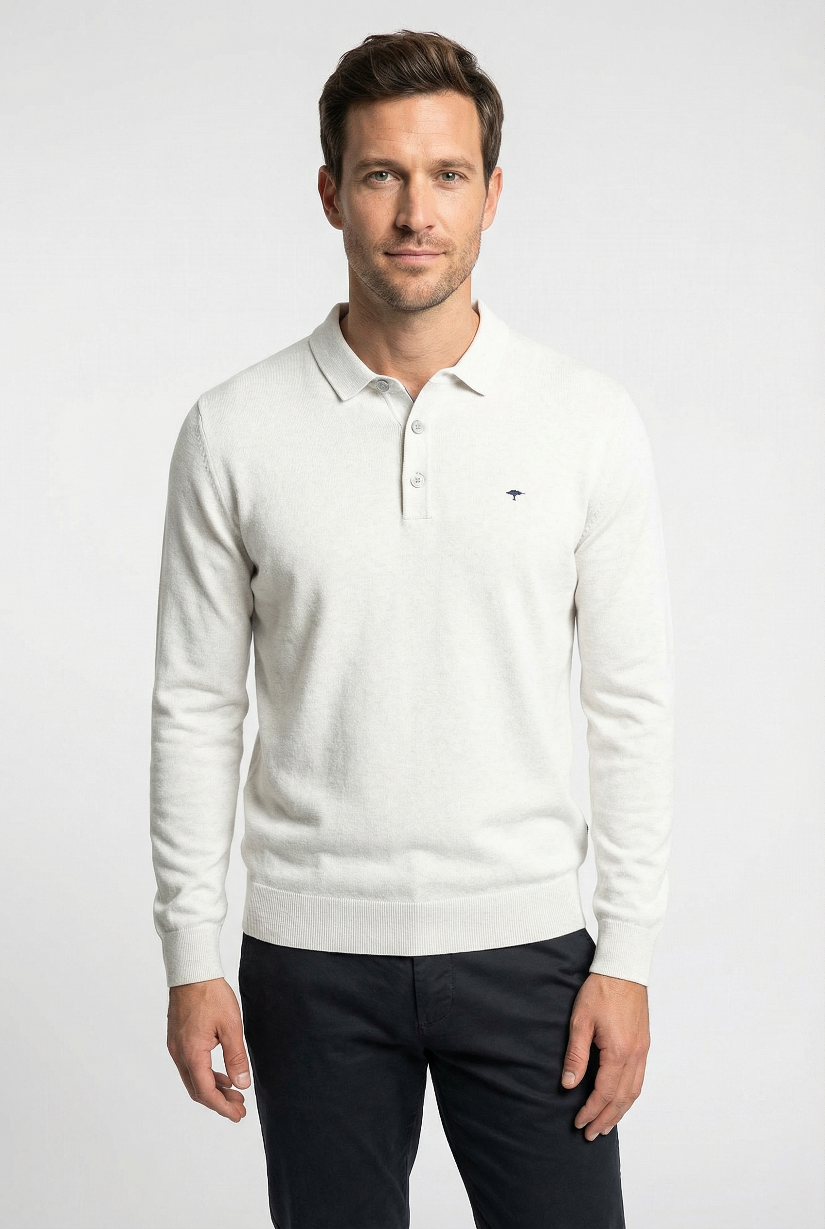 FYNCH-HATTON Strickpullover aus Baumwolle, mit Polokragen und kurzer Knopfl günstig online kaufen