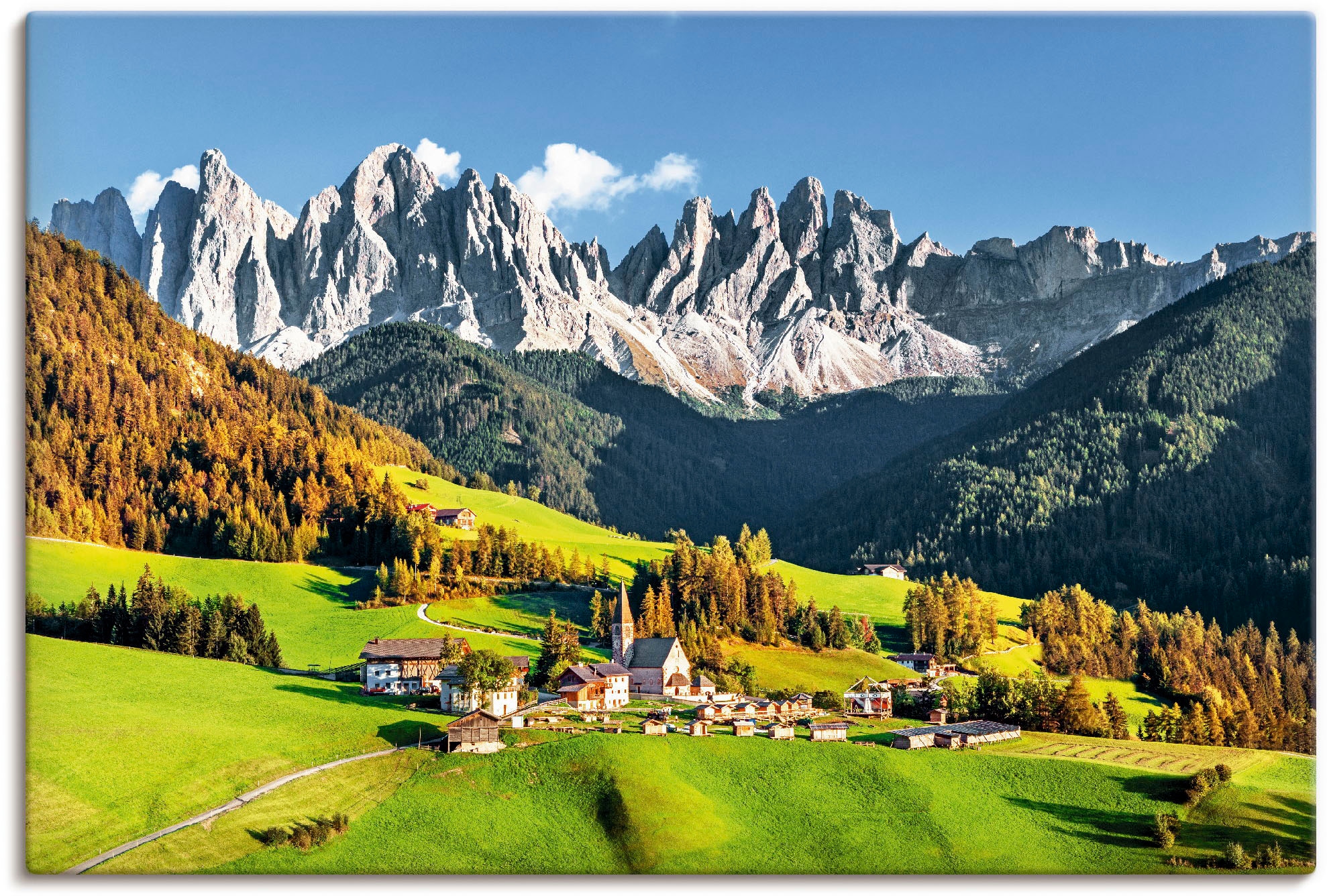 Artland Wandbild "Alpen Berge Santa Maddalena", Berge & Alpenbilder, (1 St.), als Alubild, Outdoorbild, Leinwandbild, Po