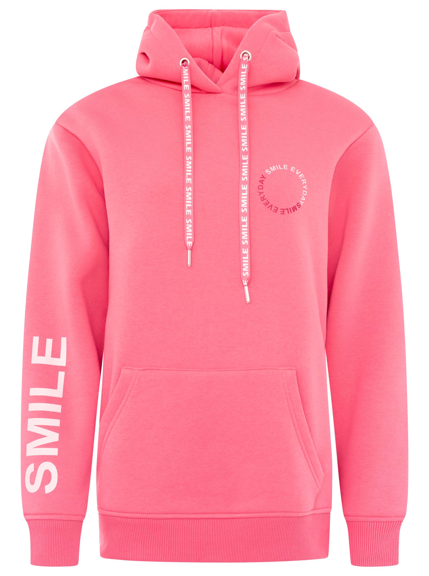 Zwillingsherz Hoodie »"SMILE & LAUGH"«, Print am Arm und Brust, Kapuze mit bedruckter Kordel, Kängurutasche
