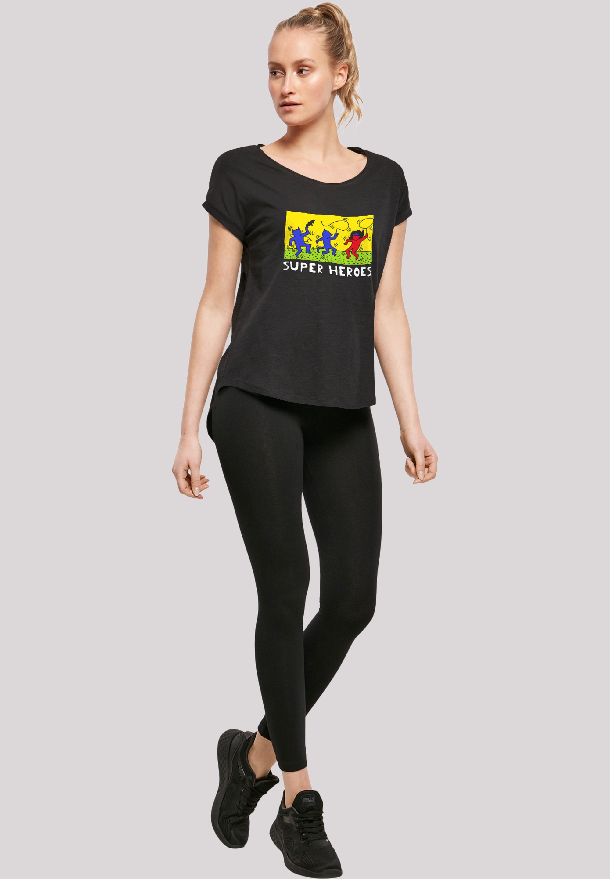 F4NT4STIC Kurzarmshirt »F4NT4STIC Damen Batman Pop Art -WHT with Ladies Long Slub Tee«, (1 tlg.)