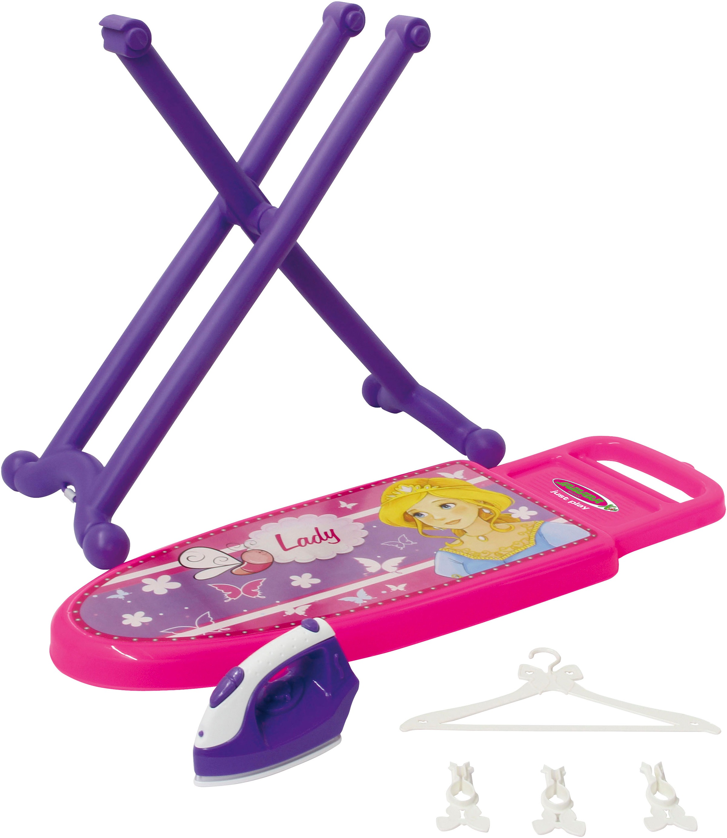 Jamara Kinder-Bügelbrett »Bügelset Little Laundry Princess, pink«, (6 tlg.)