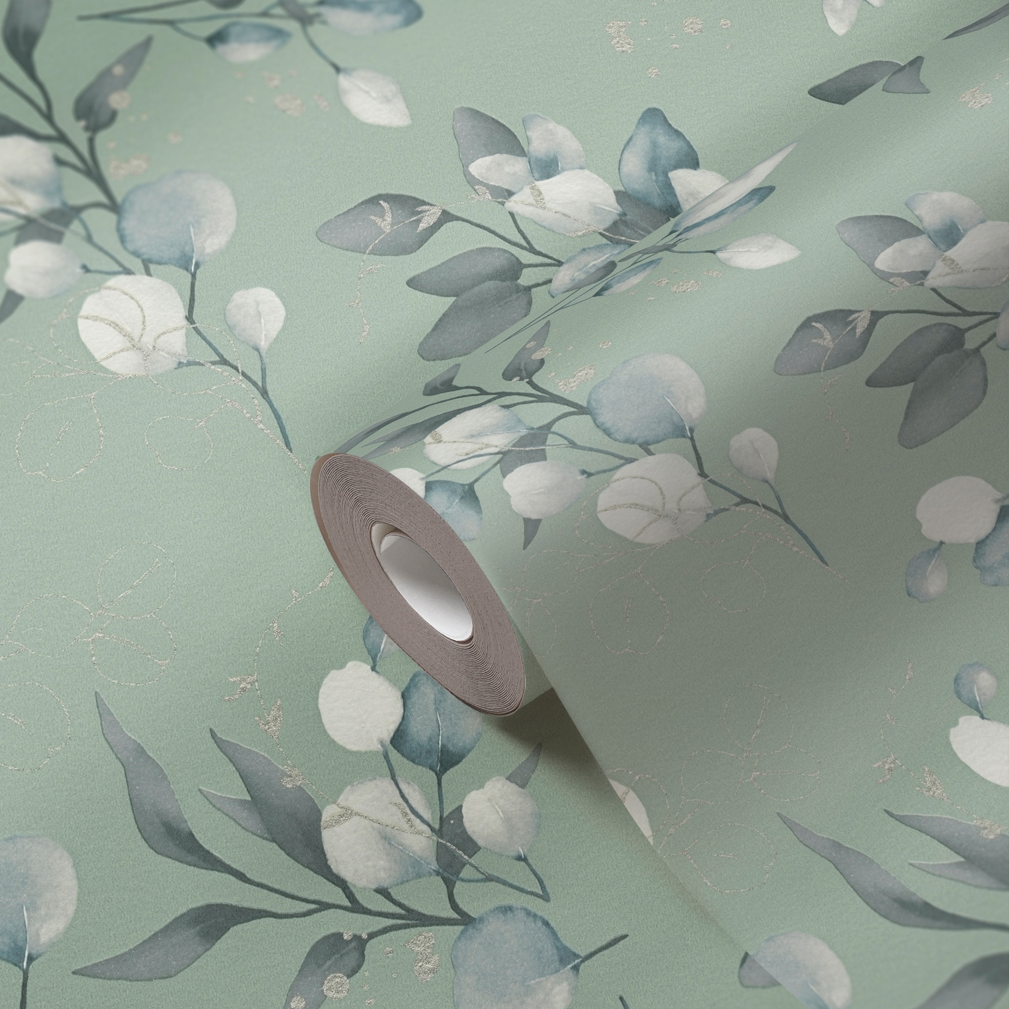 A.S. Création Vliestapete »Pure Elegance Blumen-Tapete Mustertapete Blümchen Blattmuster«, leicht glänzend, Vliestapete floral für Schlafzimmer Küche Wohnzimmer Blumen Design