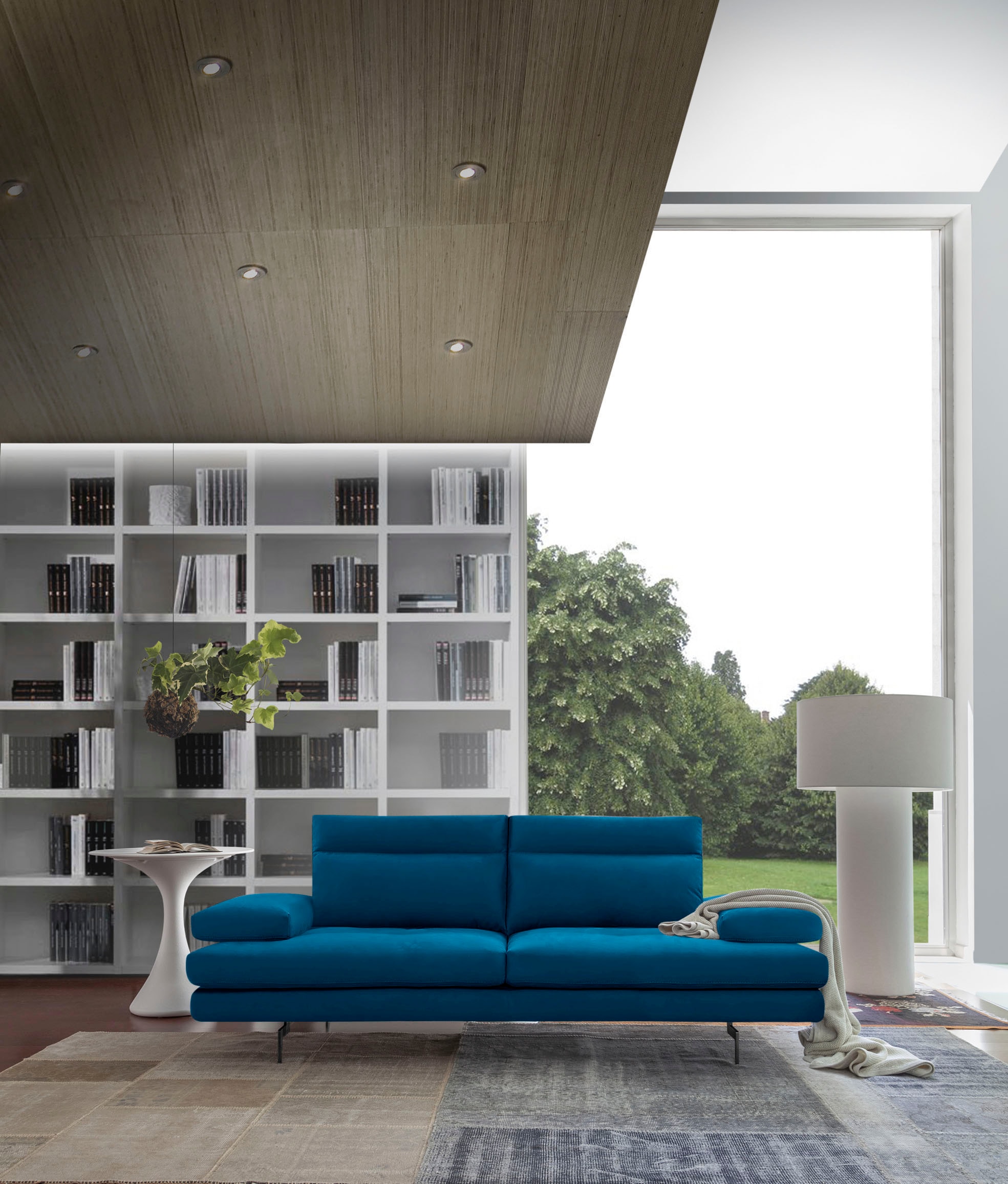 CALIA ITALIA 3-Sitzer "Toby Wing, 208 cm breit, Designsofa, hochwertige Verarbeitungsdetails" inkl. Sitztiefenverstellung und Armteilfunktion, Füße in Schwarz matt