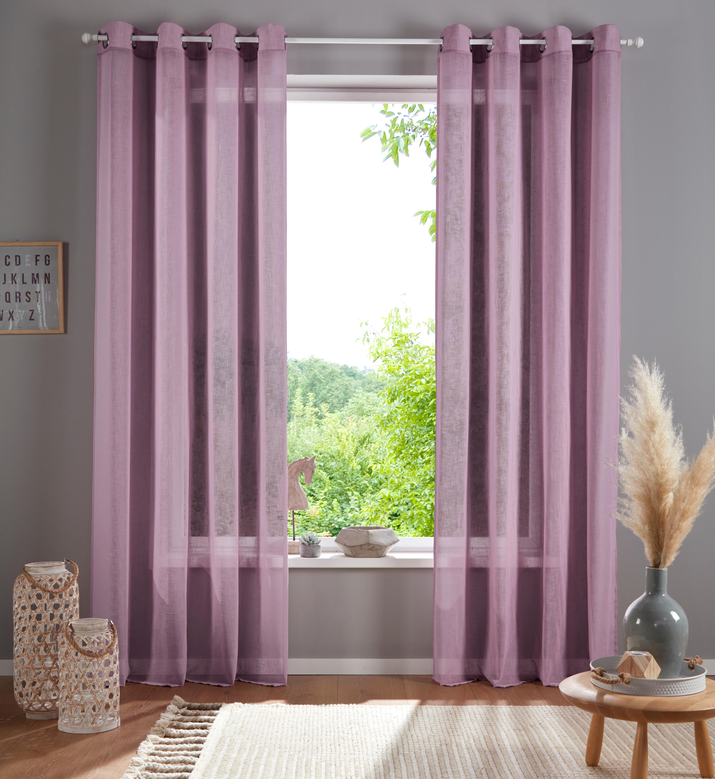 OTTO home Gardine "Mara" Ösen 1 Stk. tlg. transparent, Leinen Optik, monoch günstig online kaufen