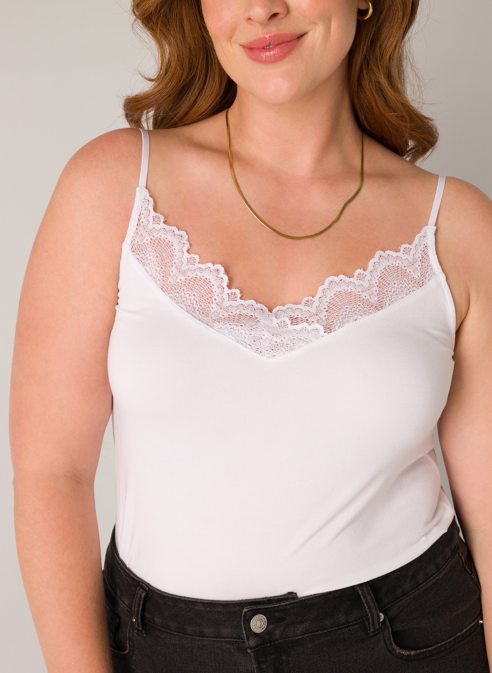 Base Level Curvy Spitzentop, mit Spaghetti-Trägern günstig online kaufen