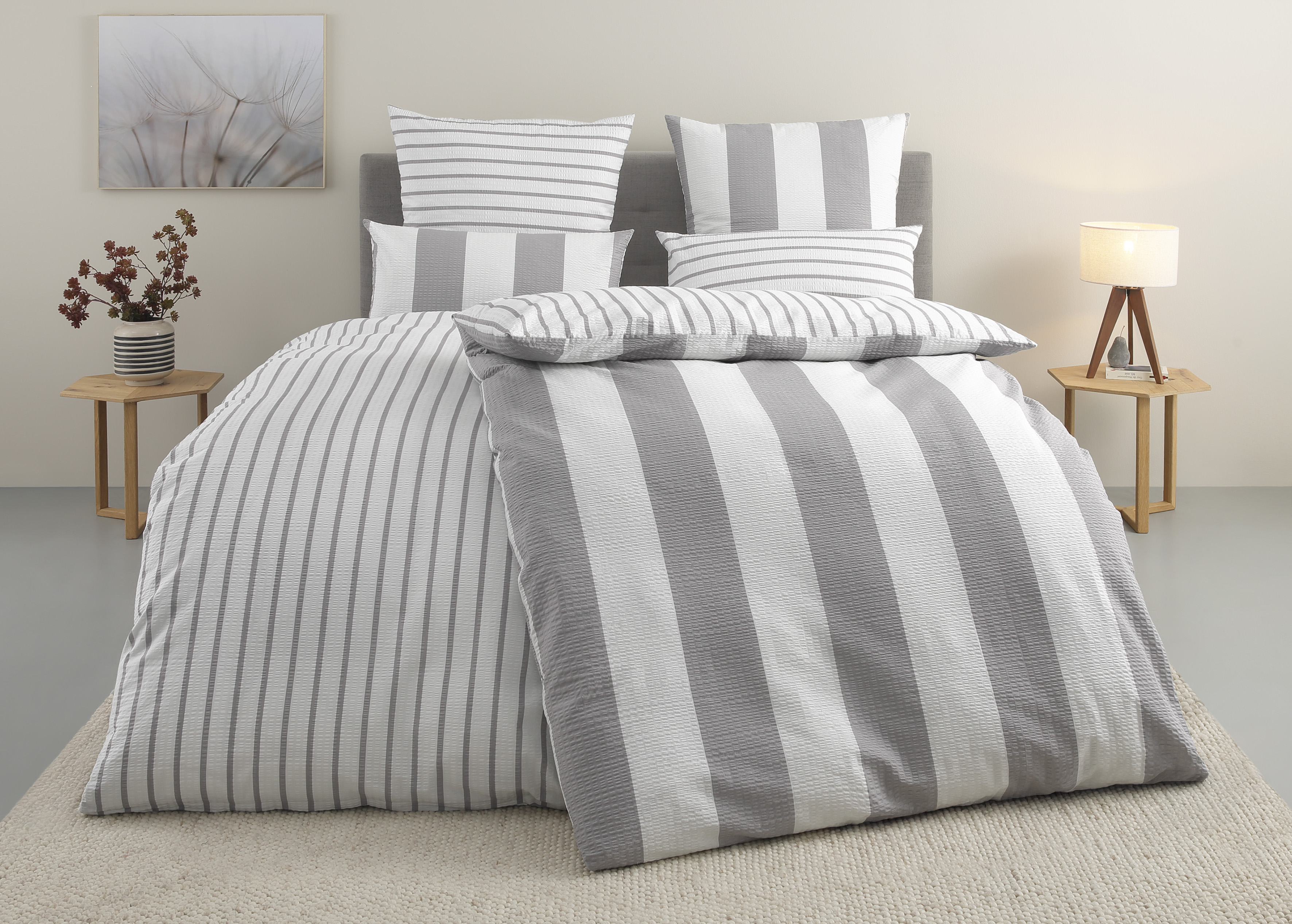 OTTO home Wendebettwäsche "Sari in verschiedenen Qualitäten" 3 ab Gr. 135x200 cm, Wendedesign, moderne Bettwäsche mit Streifen