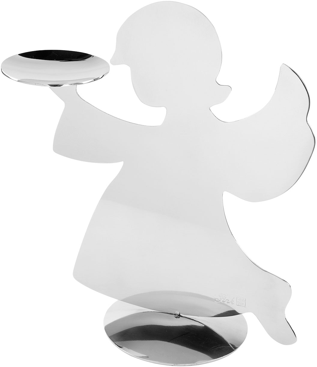 Fink Kerzenhalter »HOLYWORKER, Teelichthalter aus Edelstahl«, (1 St.), Deko-Engel, Weihnachtsdeko, Höhe ca. 15 cm, Engelfigur, Dekofigur