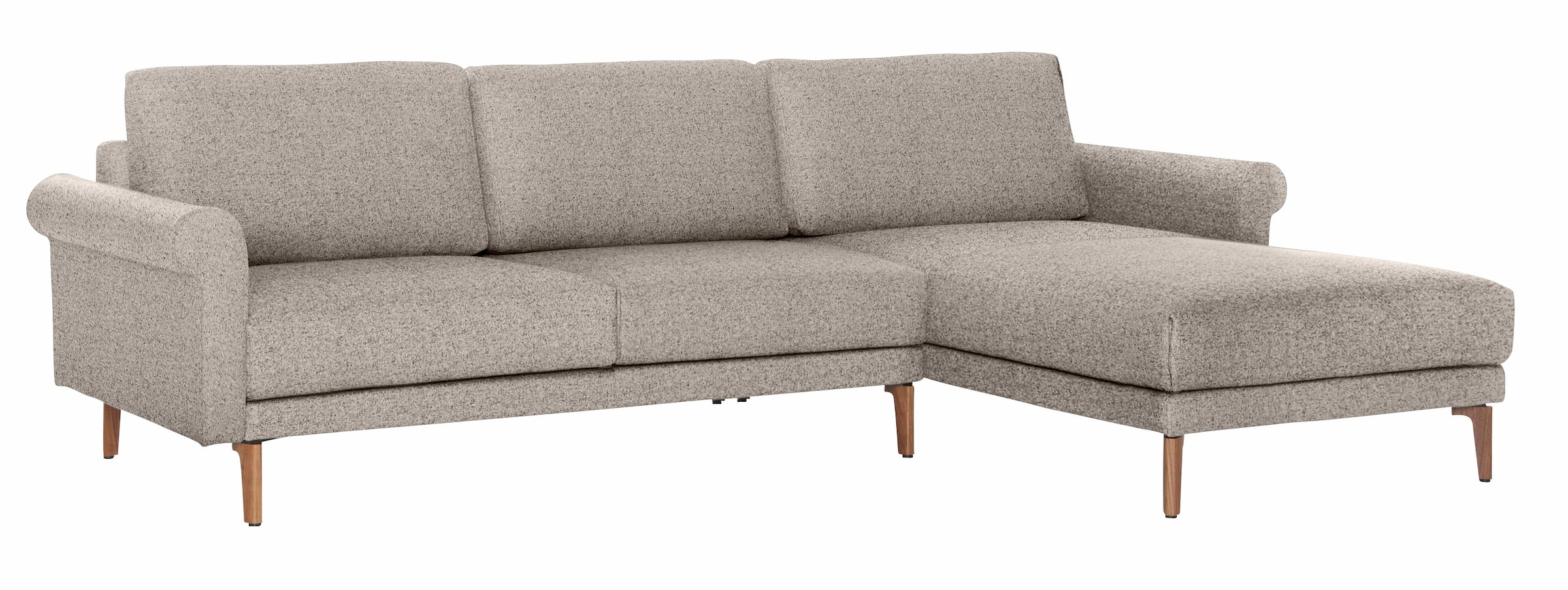 Creation BY ROLF BENZ Ecksofa »CR.450, Designecksofa, L-Form« Armlehne Schnecke modern Landhaus, Breite 262 cm, Fuß Nussbaum