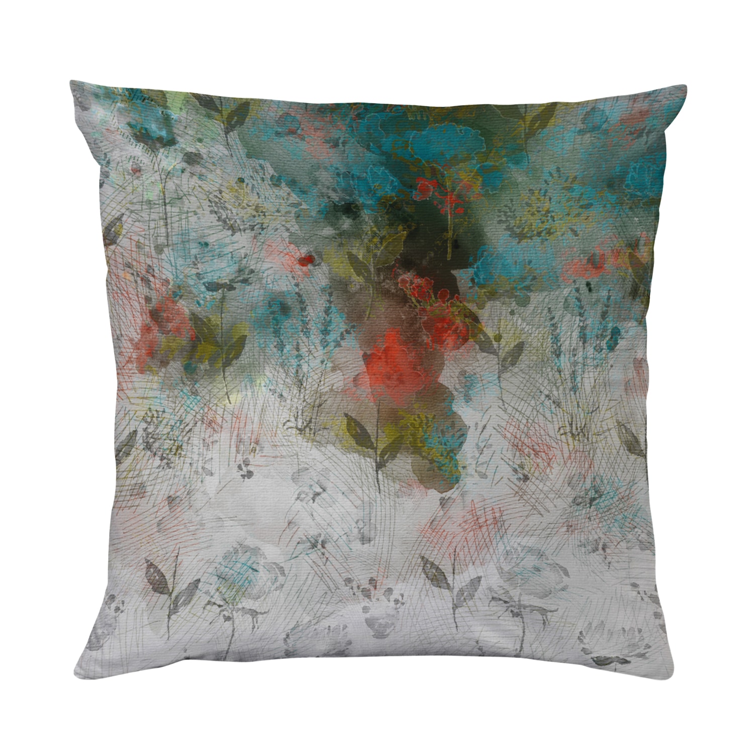 queence Dekokissen "Blumenwiese" Beidseitig bedruckte Kissenhülle, Kissen 40x40cm, inkl. Reißverschluss