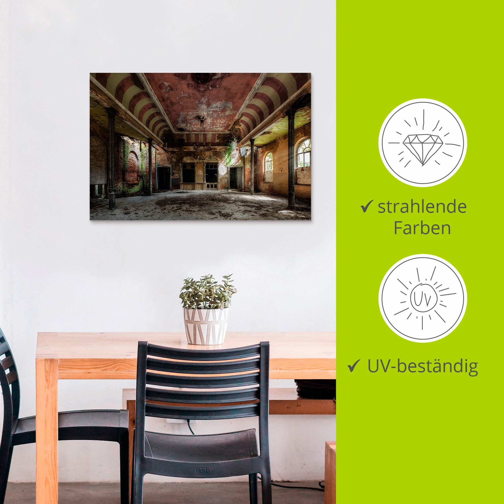 Artland Wandbild »Verlassener Ort - Ballsaal«, Gebäude, (1 St.), als Alubild, Outdoorbild, Leinwandbild, Poster, Wandaufkleber