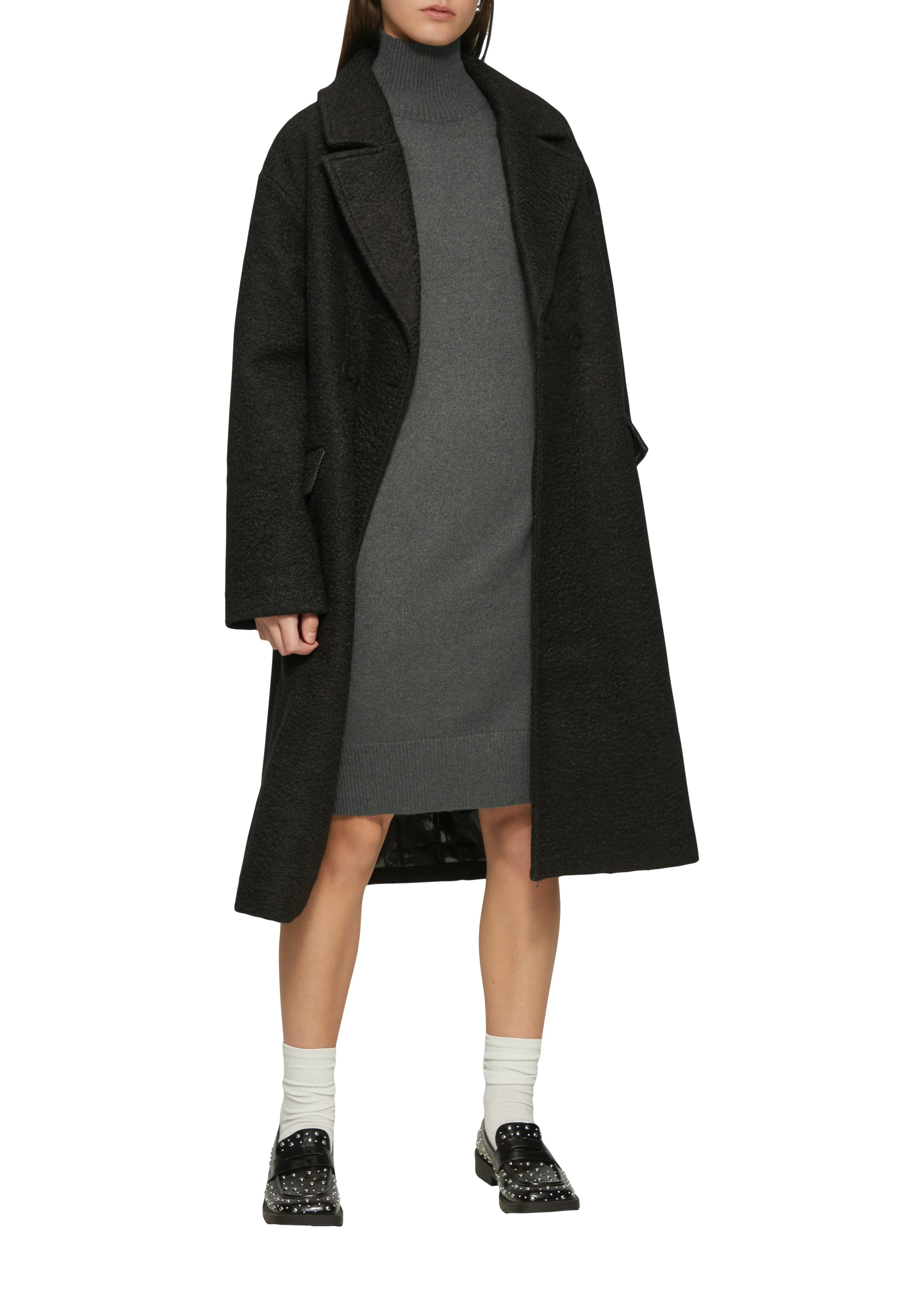 QS Strickkleid Ohne Taschen mit geripptem Stehkragen günstig online kaufen