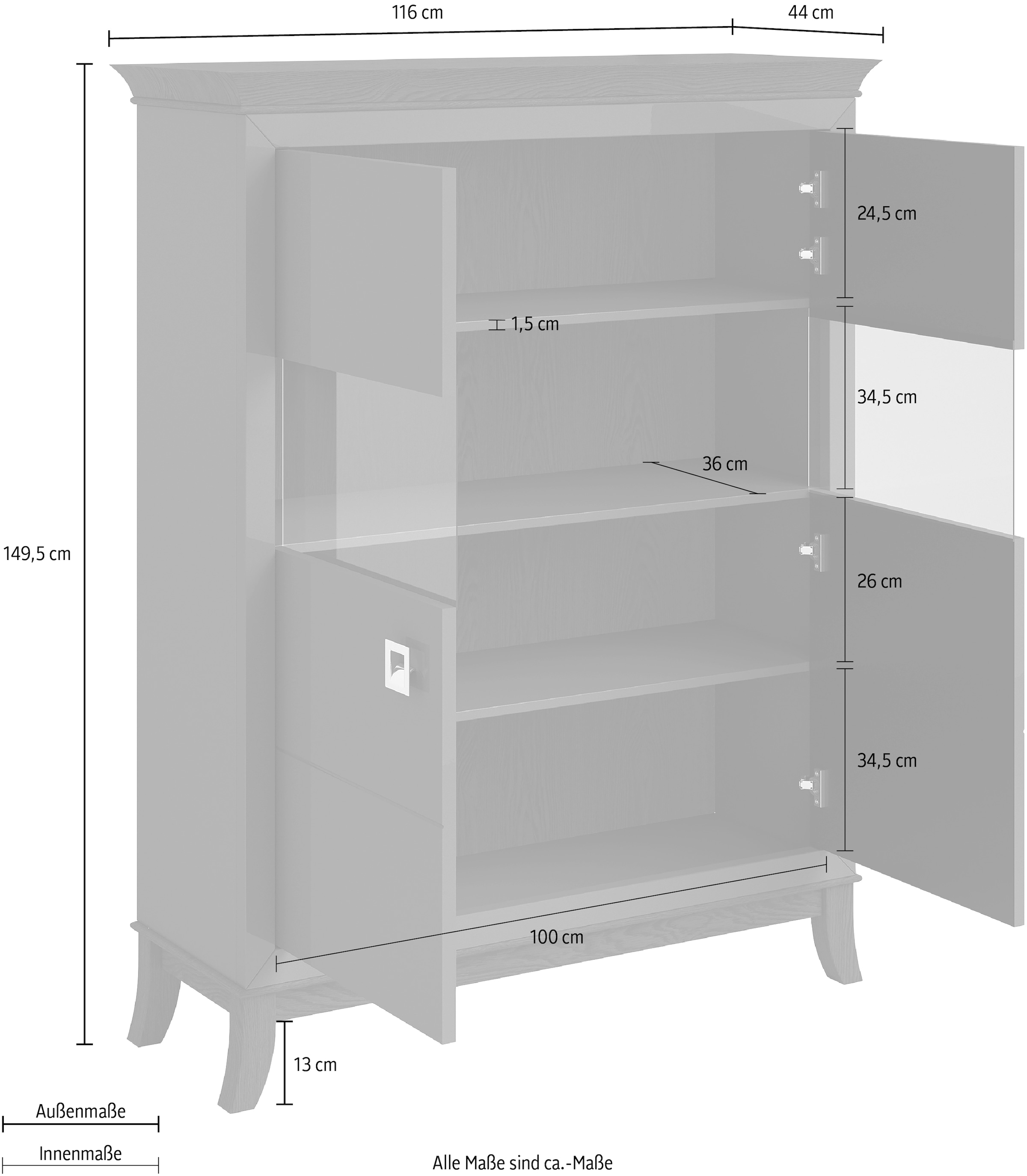 Leonique Hochkommode »Tisaro«, Höhe 149,5 cm | BAUR