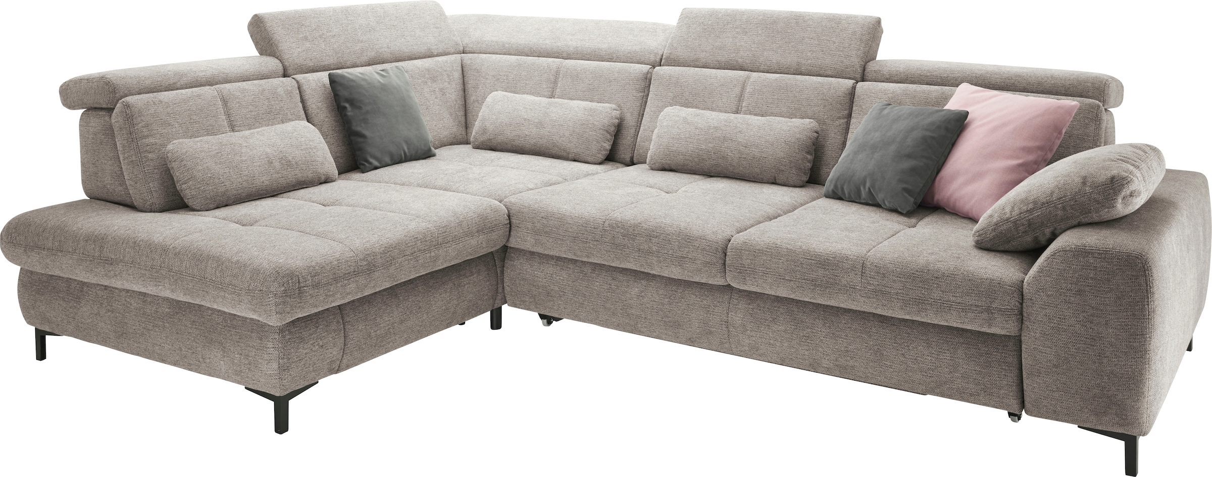 set one by Musterring Ecksofa »SO 3400 Sitzhöhe 47cm oder 49cm, Sitztiefe verstellbar, B/T 317/220 cm«, Kaltschaumpolsterung, Flachgewebe, whlw. mit Funktionen, Sitzhöhe 47