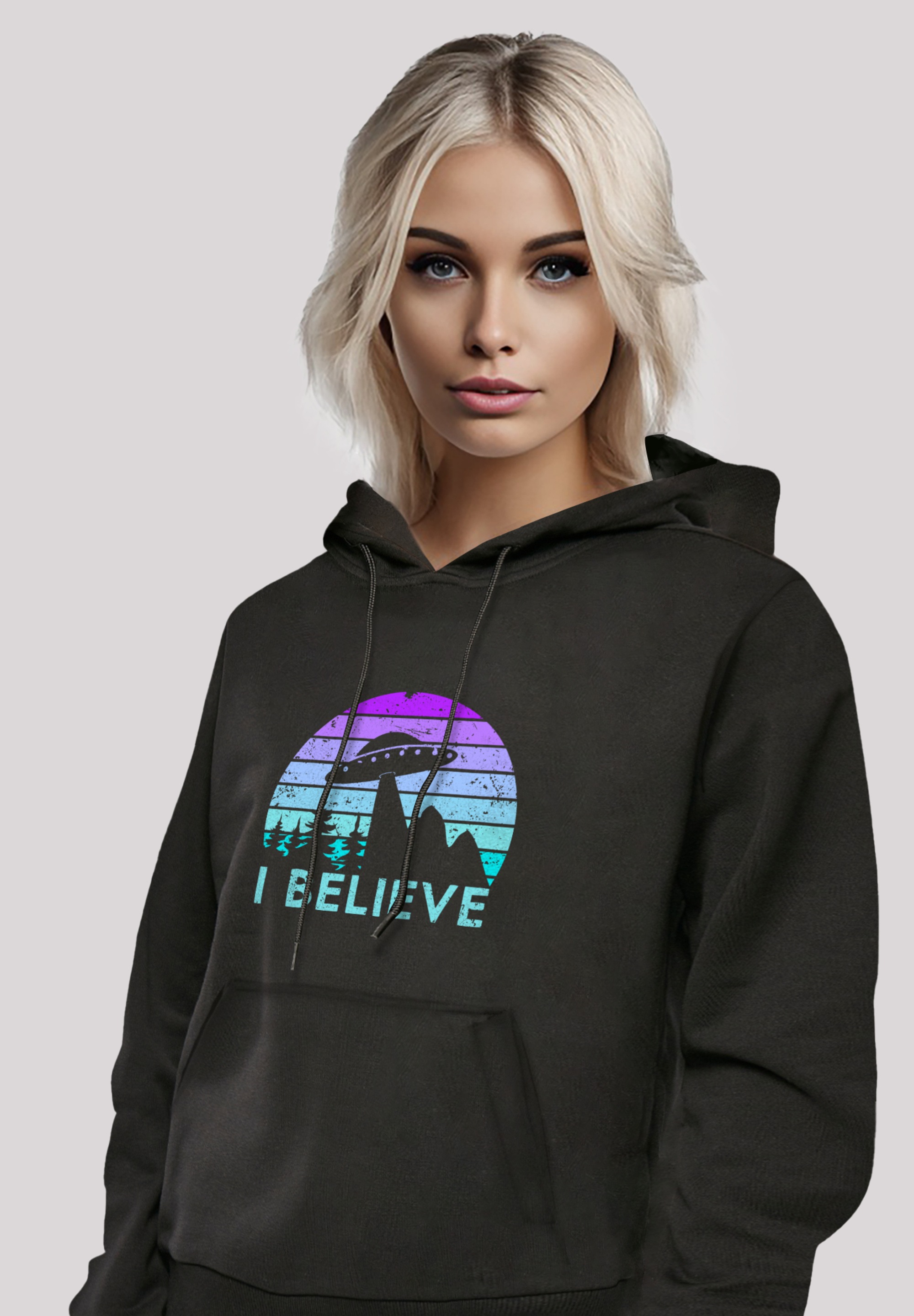 F4NT4STIC Kapuzenpullover »I BELIEVE UFO Alien Raumschiff Retro«, Premium Qualität