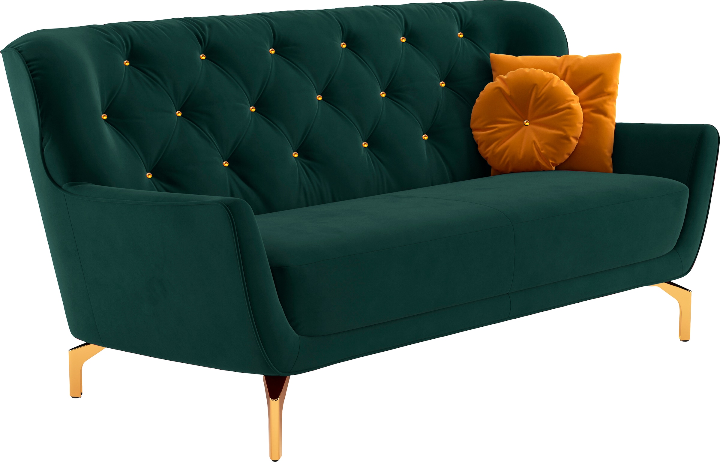 sit&more 3-Sitzer »Orient 3«, inkl. 2 Zierkissen mit Strass-Stein, goldfarbene Metallfüße