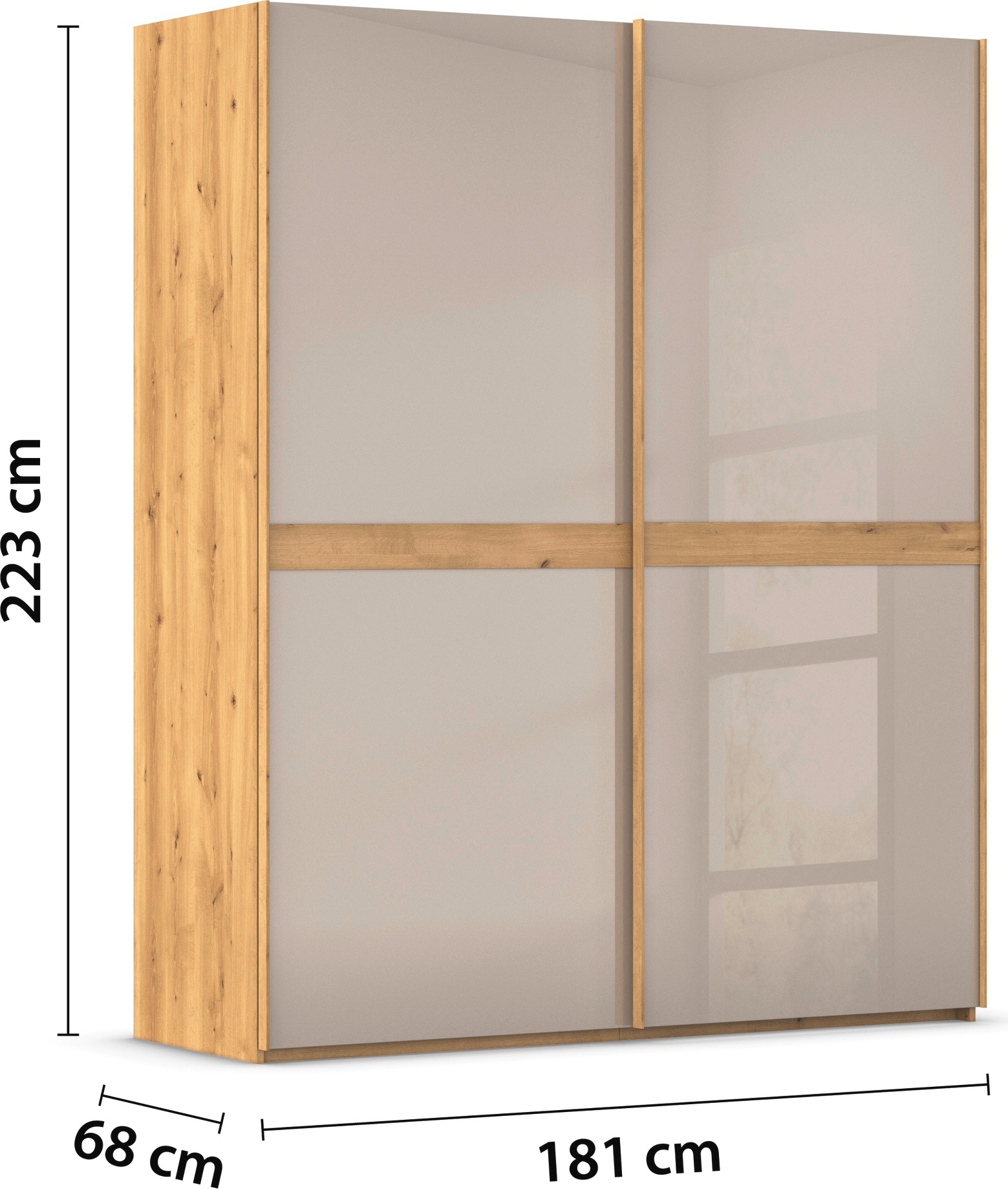 rauch Schwebetürenschrank »Kleiderschrank Schrank Garderobe Schlafzimmerschrank SCALE-LINE«, edle Optik mit Bauchbinde in Korpusfarbe mit Glasfront MADE IN GERMANY