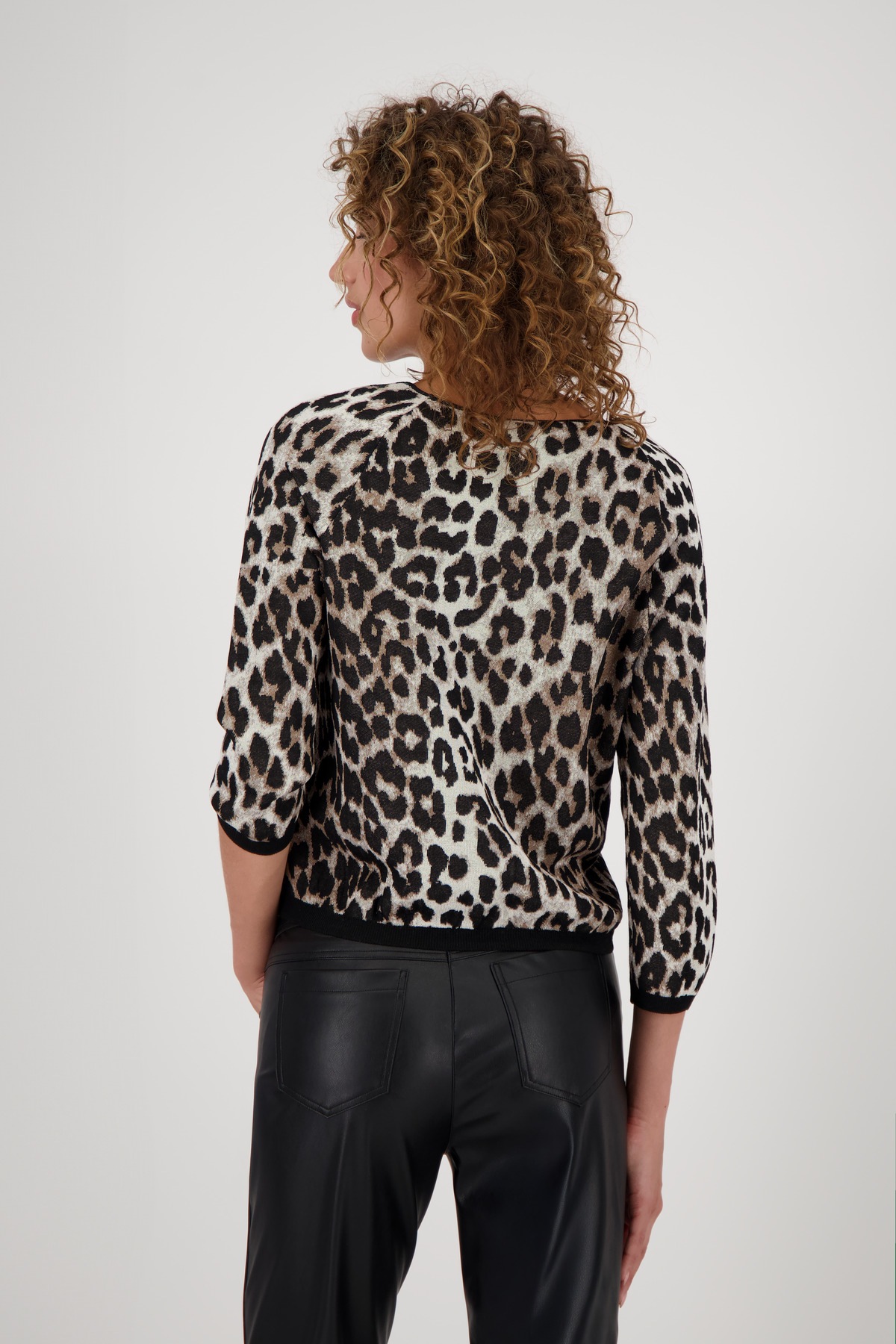 Monari 3/4 Arm-Pullover "Pullover Leo allover", Mit Rundhalsausschnitt günstig online kaufen