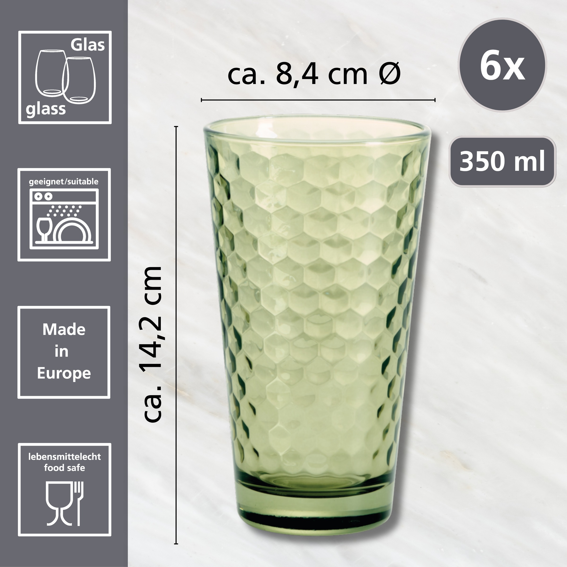 Ritzenhoff & Breker Longdrinkglas »Favo«, (Set, 6 tlg.), 6er Set, je 350 ml