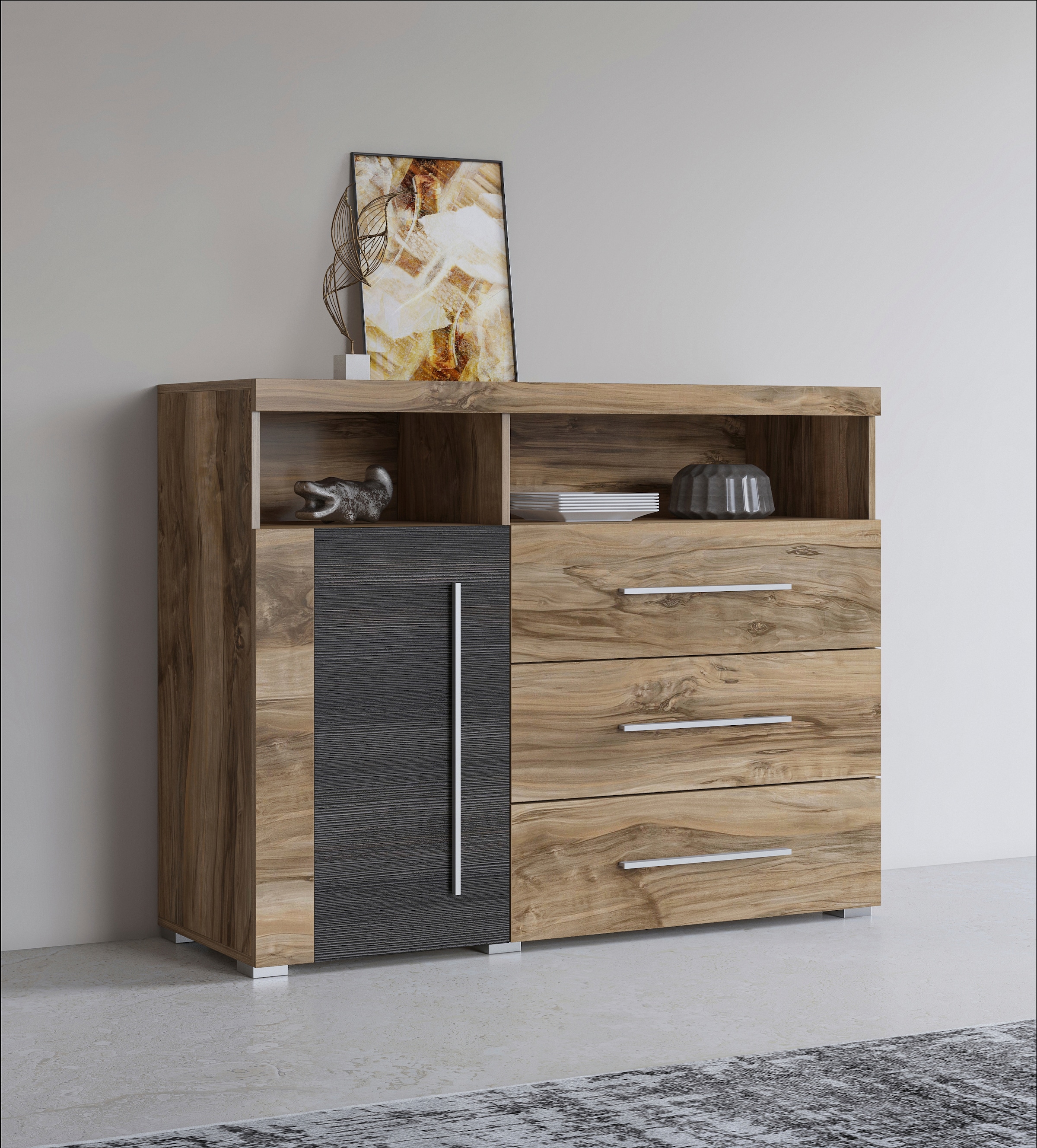 INOSIGN Sideboard "Roger,Breite 120cm, moderne Anrichte mit 3 Schubladen", Kommode mit viel Stauraum, Masse 120x92x38,5 