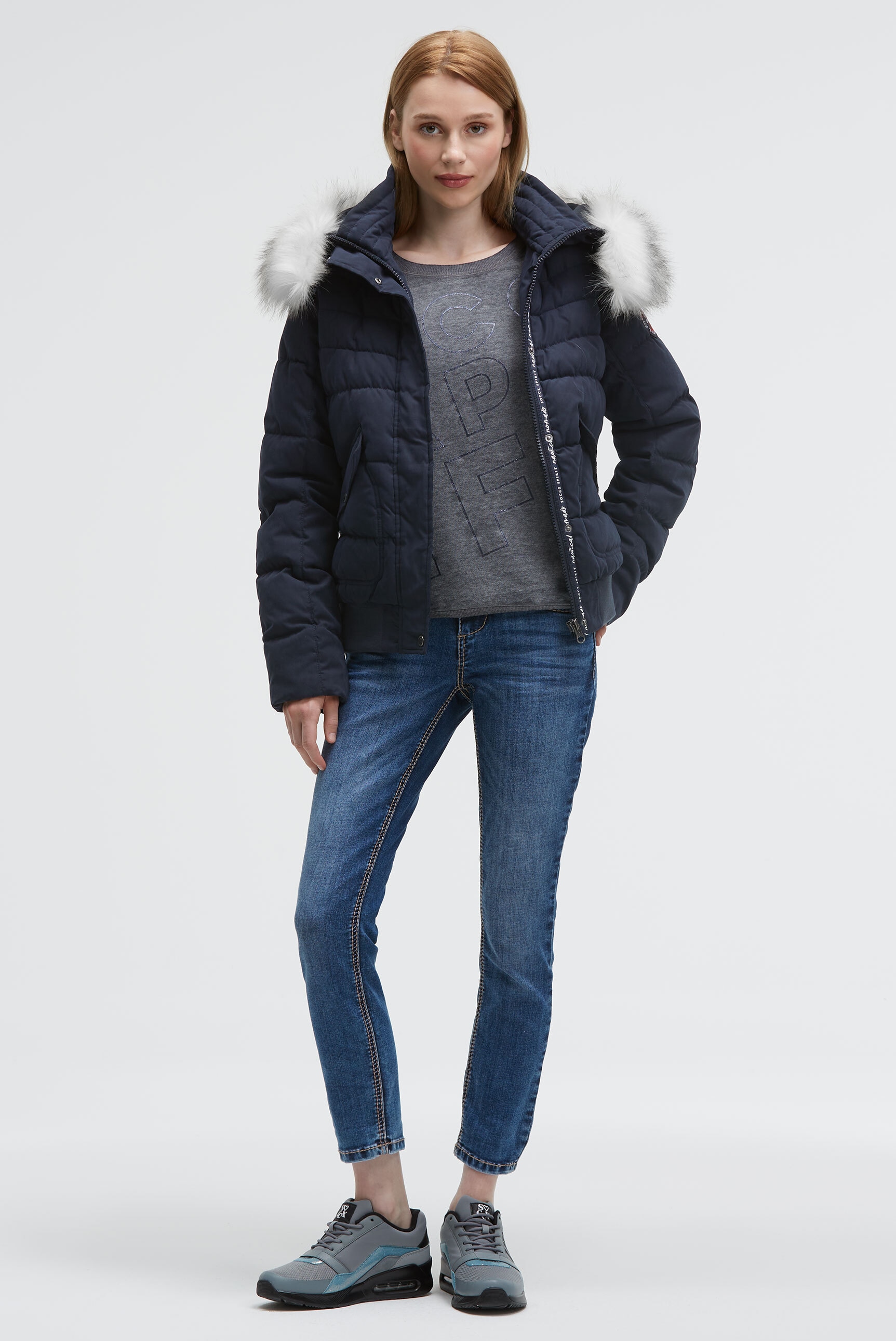 SOCCX Winterjacke mit Kapuze mit abnehmbarem Kunstfellbesatz
