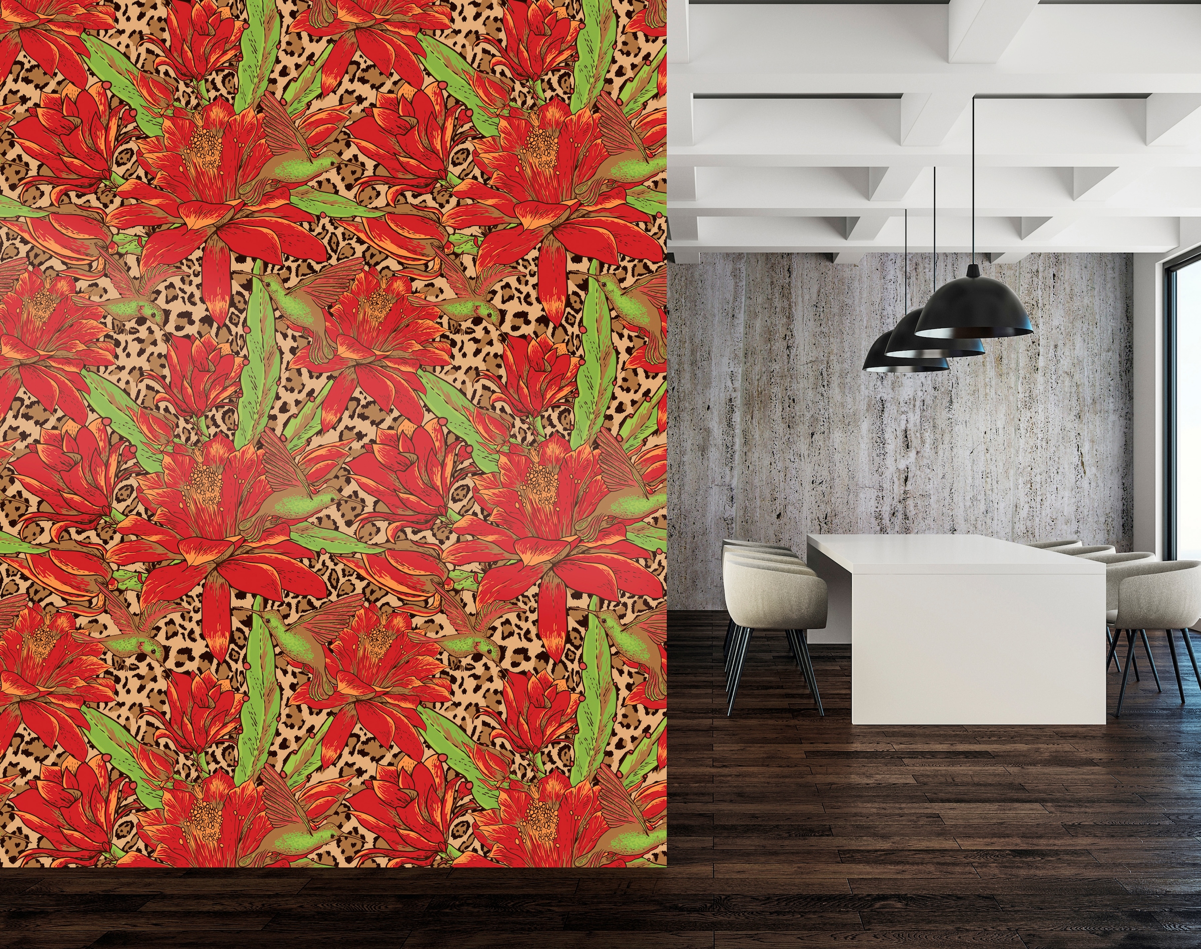 queence Vinyltapete »Elva«, bedruckt-Motiv-botanisch-floral-gemustert-natürlich, 90x250cm, selbstklebend, kinderleichte Anbringung, Sticker