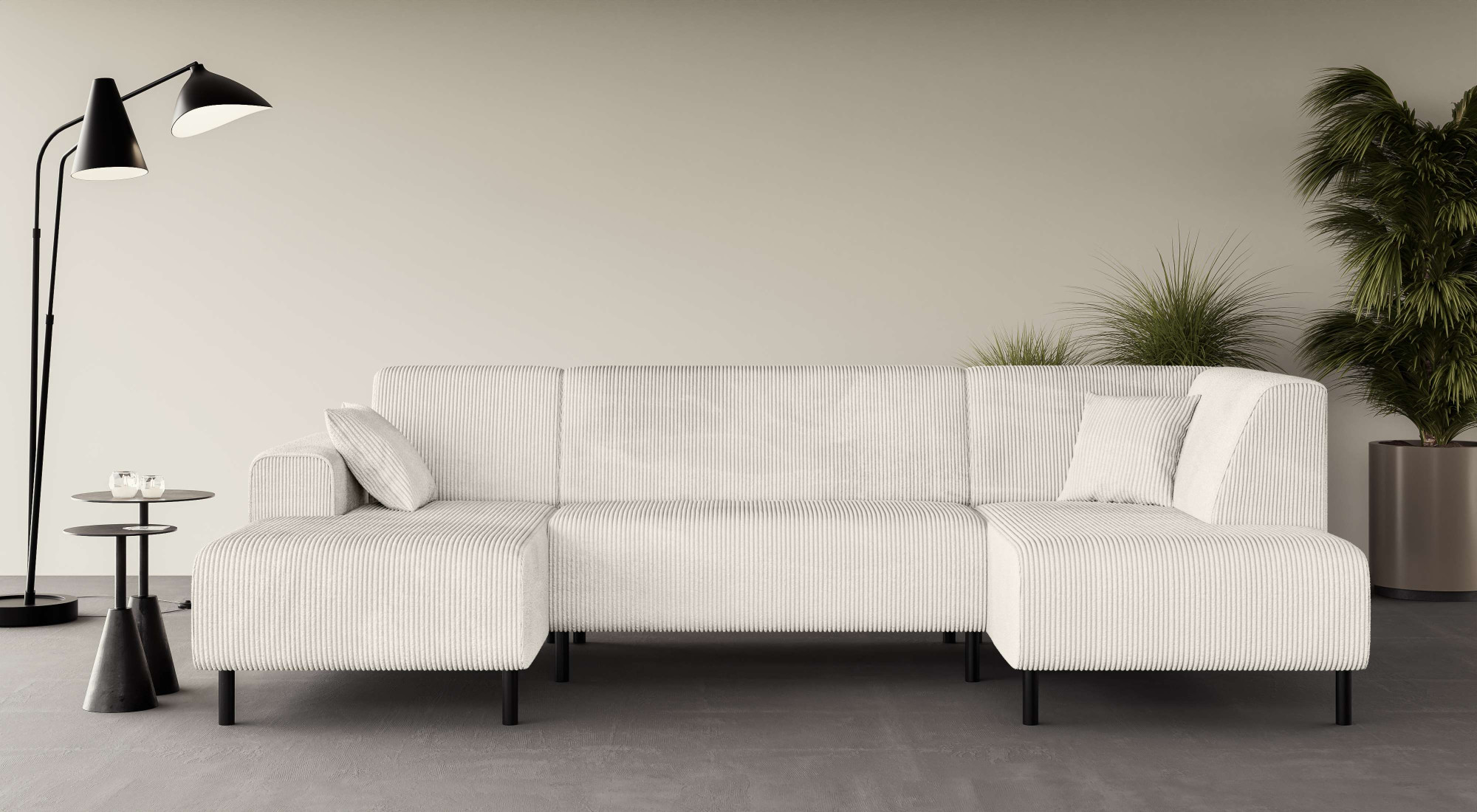 OTTO home Wohnlandschaft "ARROS U-Form mit Wellenunterfederung, Maße B/T/H: 300/163/81 cm" incl. Zierkissen, mit Recamiere links/rechts bestellbar, auch in Cord