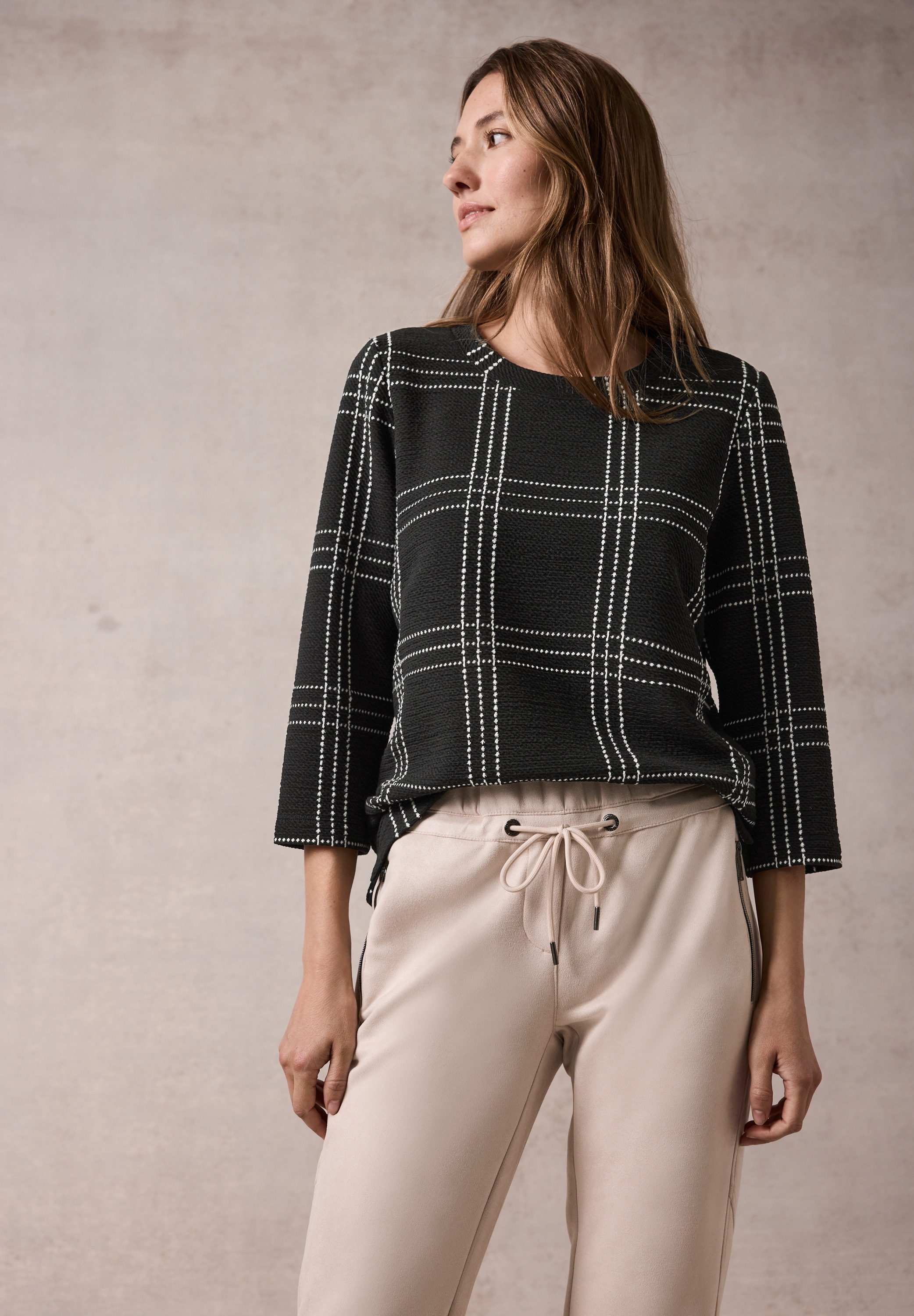 Cecil 3/4-Arm-Shirt aus softem Materialmix