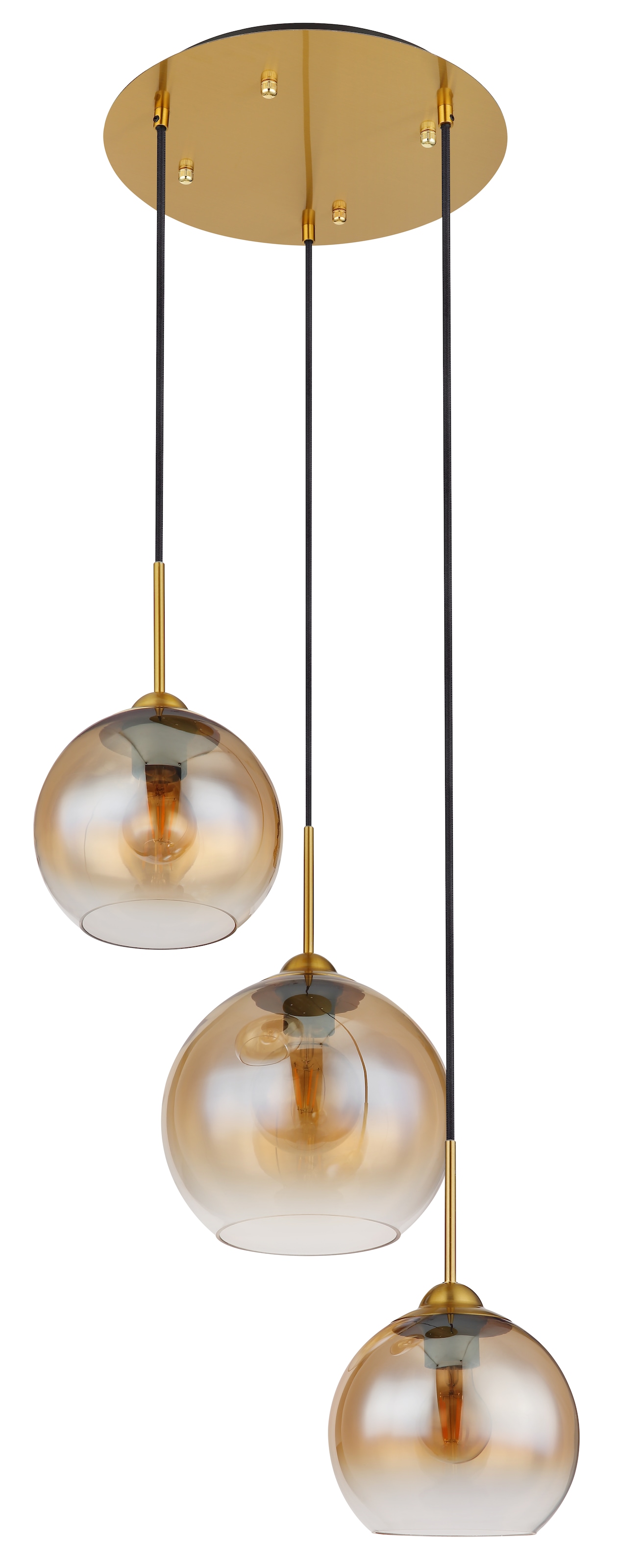 GLOBO LIGHTING Hängeleuchte »JAMESSA« E27 1 Stk. Hängeleuchte Messing, Glas amber/klar, höhenkürzbar, E27