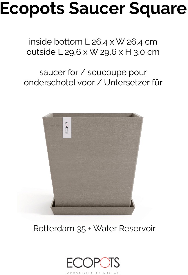 ECOPOTS Topfuntersetzer »Quadratisch 35 Taupe«, für innen und außen: frostsicher, bruchsicher und lichtbeständig
