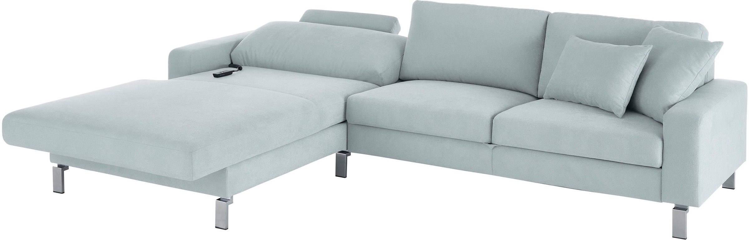 3C Candy Ecksofa »Lecce, wahlweise PUR-Schaumstoff oder Tonnentaschenfederkern«, Bett im 2,5-Sitzer, teilmotorische Schlaffunktion im Longchair, L-Form