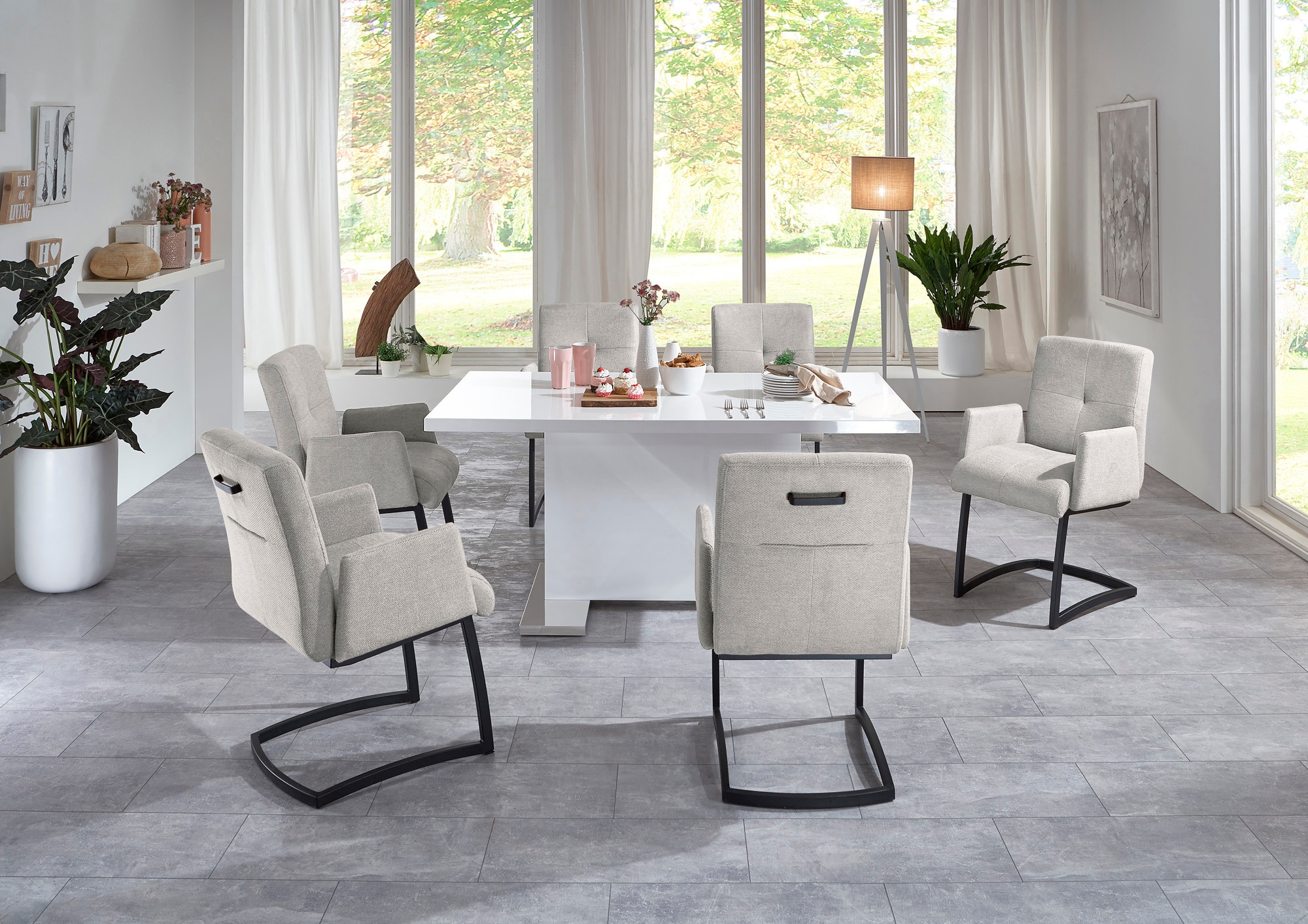 exxpo - sofa fashion Freischwinger »Affogato mit komfortablen Armlehnen«, Struktur, attraktiven Kreuznaht in der Rückenlehne