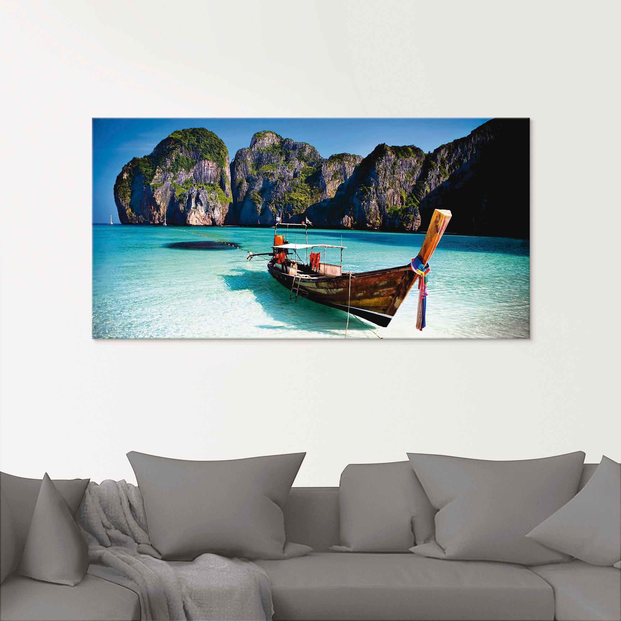 Artland Glasbild "Maya Bay, Koh Phi Phi Leh, Thailand", Boote & Schiffe, (1 günstig online kaufen