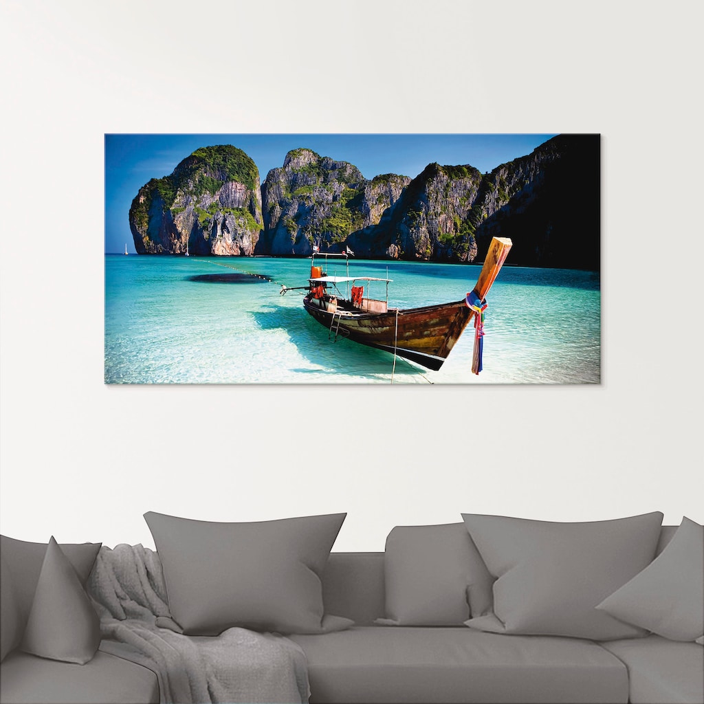 Artland Glasbild »Maya Bay, Koh Phi Phi Leh, Thailand«, Boote & Schiffe, (1 St.)