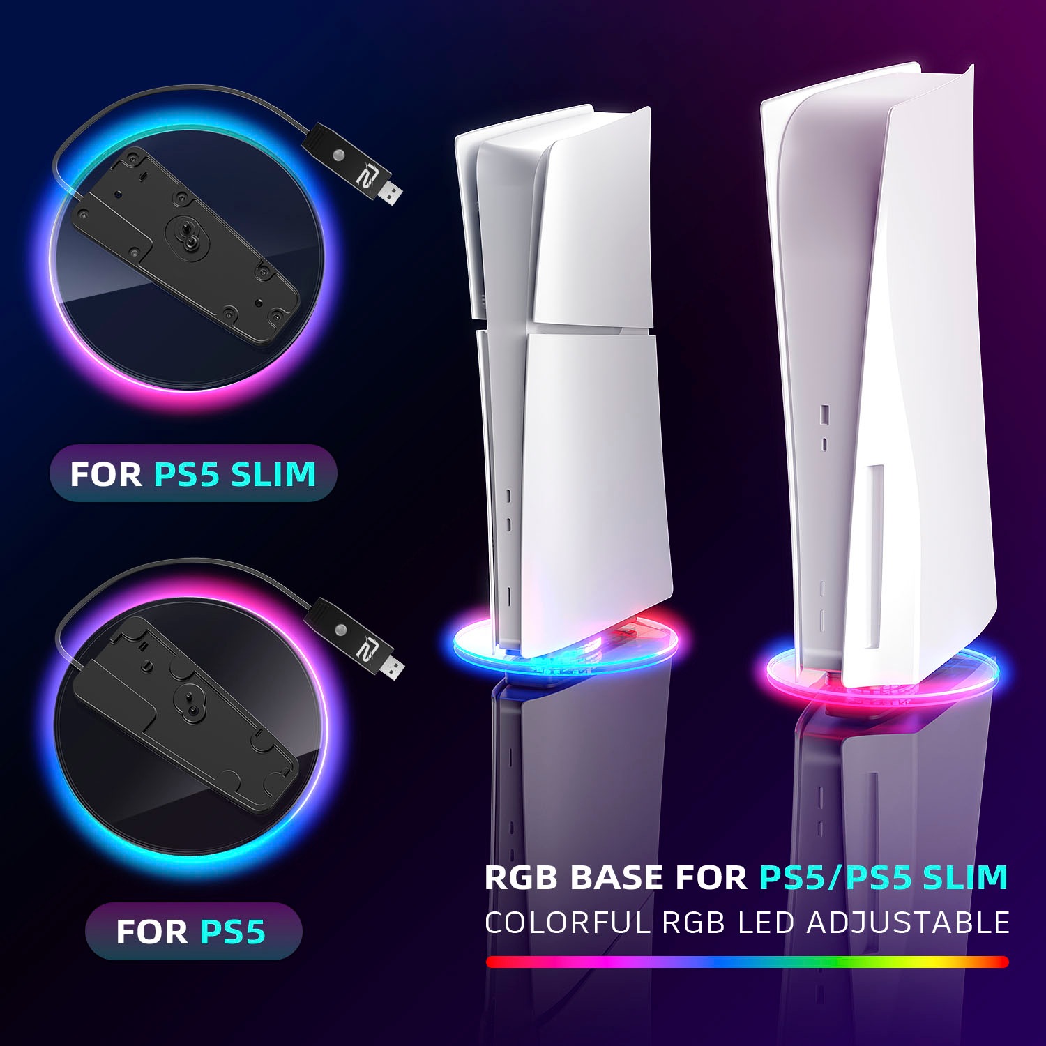 Ready2gaming Standfuß »Transparenter Standfuß für die PlayStation 5 mit RGB Beleuchtung«
