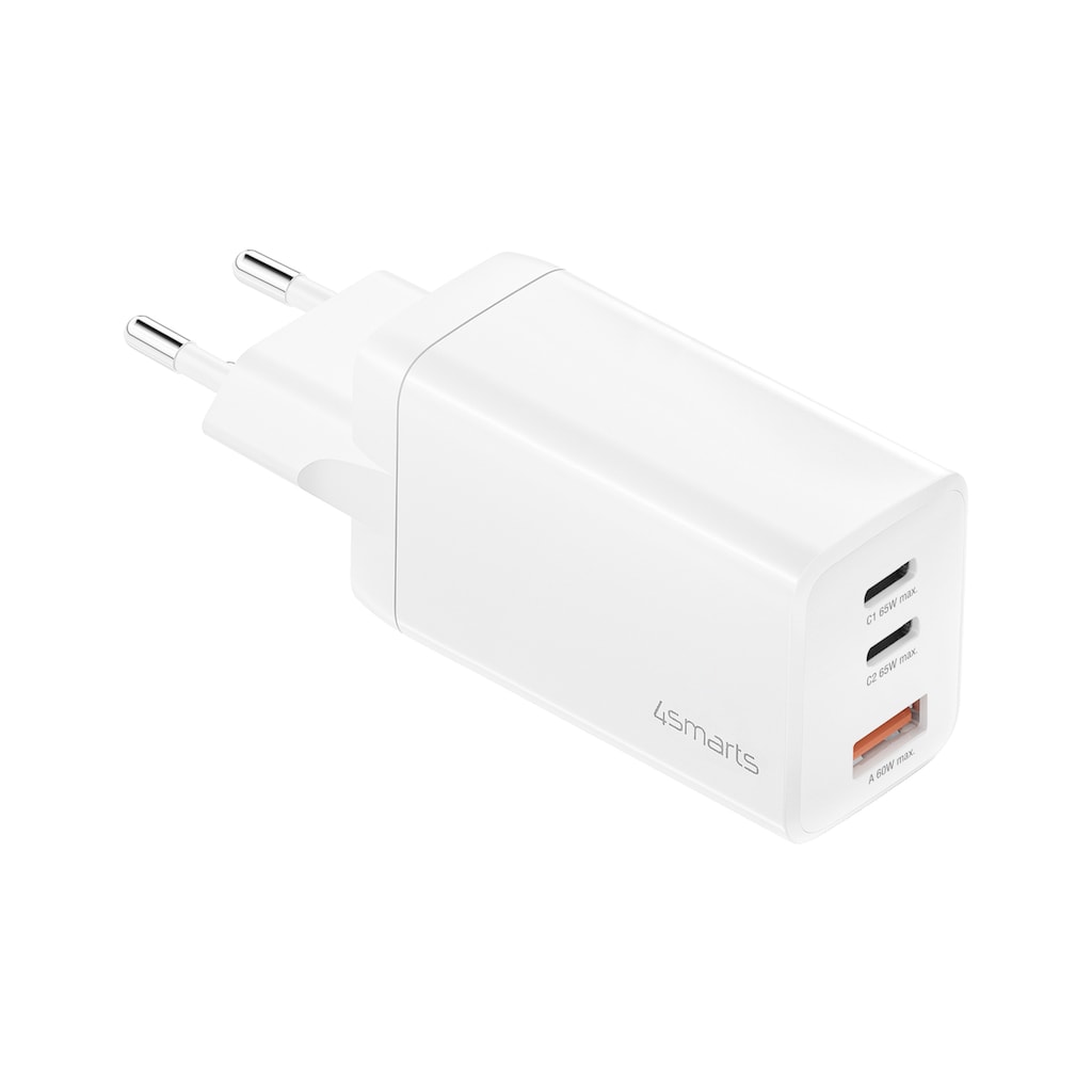 4smarts USB-Ladegerät »Ladegerät PDPlug Trio 65W GaN 2xC,1xA«, (Tablet Google Pixel Apple iPhone 15 Laptop Smartphone)