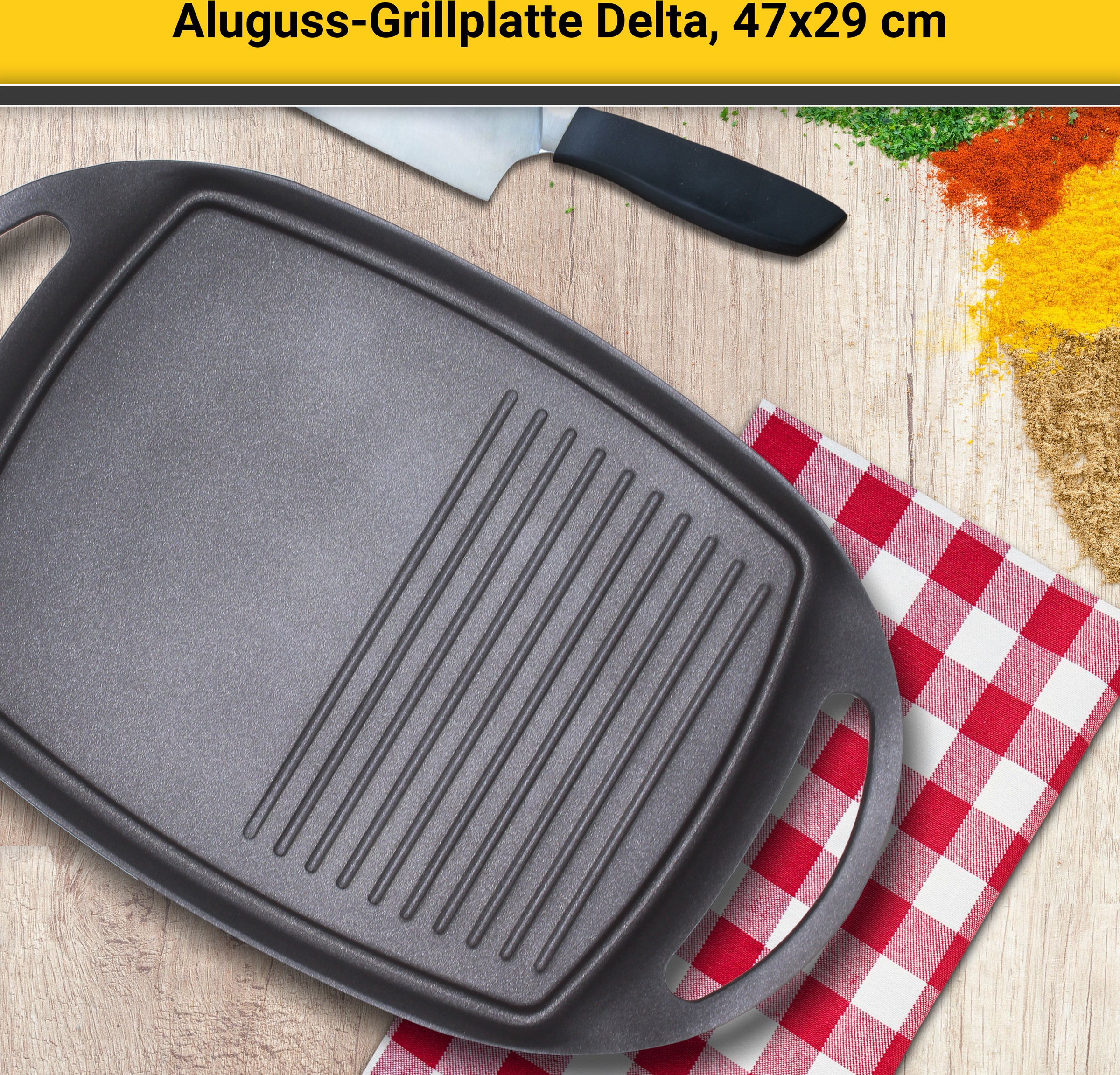 Krüger Grillplatte "Delta" aus Aluminiumguss, für Induktions-Kochfelder gee günstig online kaufen