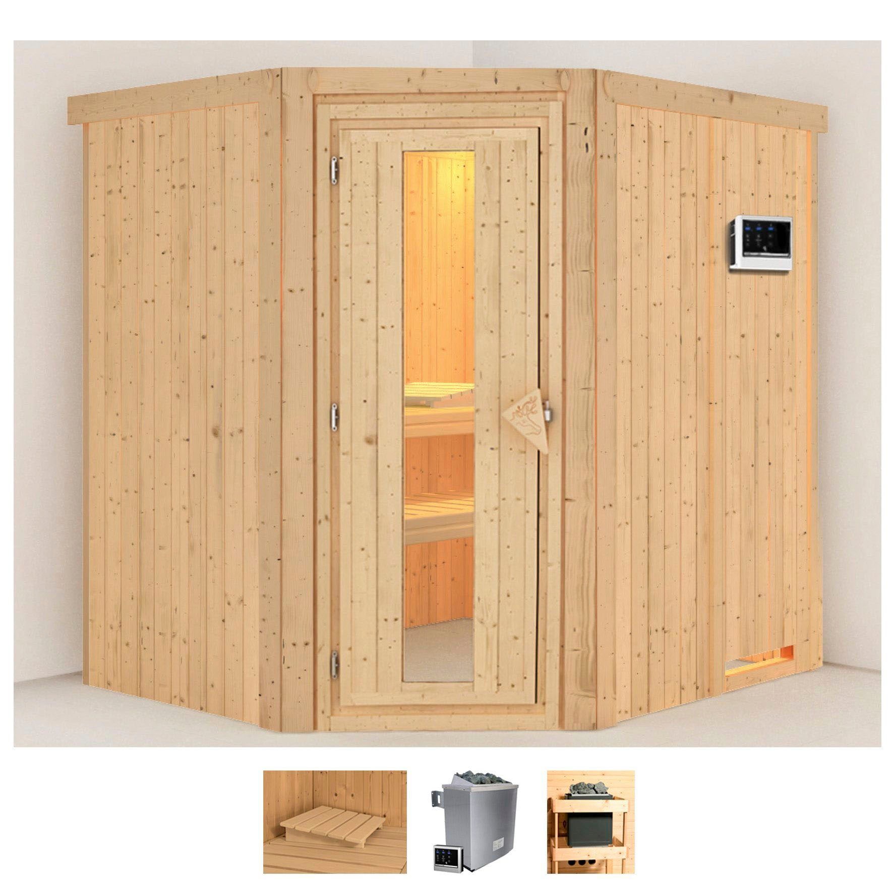 Karibu Sauna "Siirin" Set, Ofen 9 KW externe Strg easy