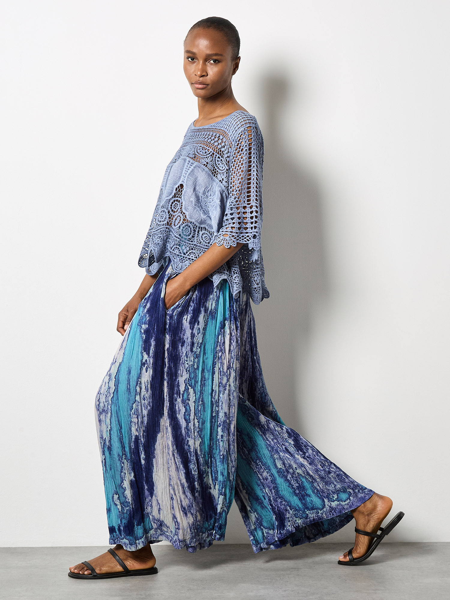 Apricot Palazzohose "Palazzo-Hose mit Tie-Dye-Effekt"