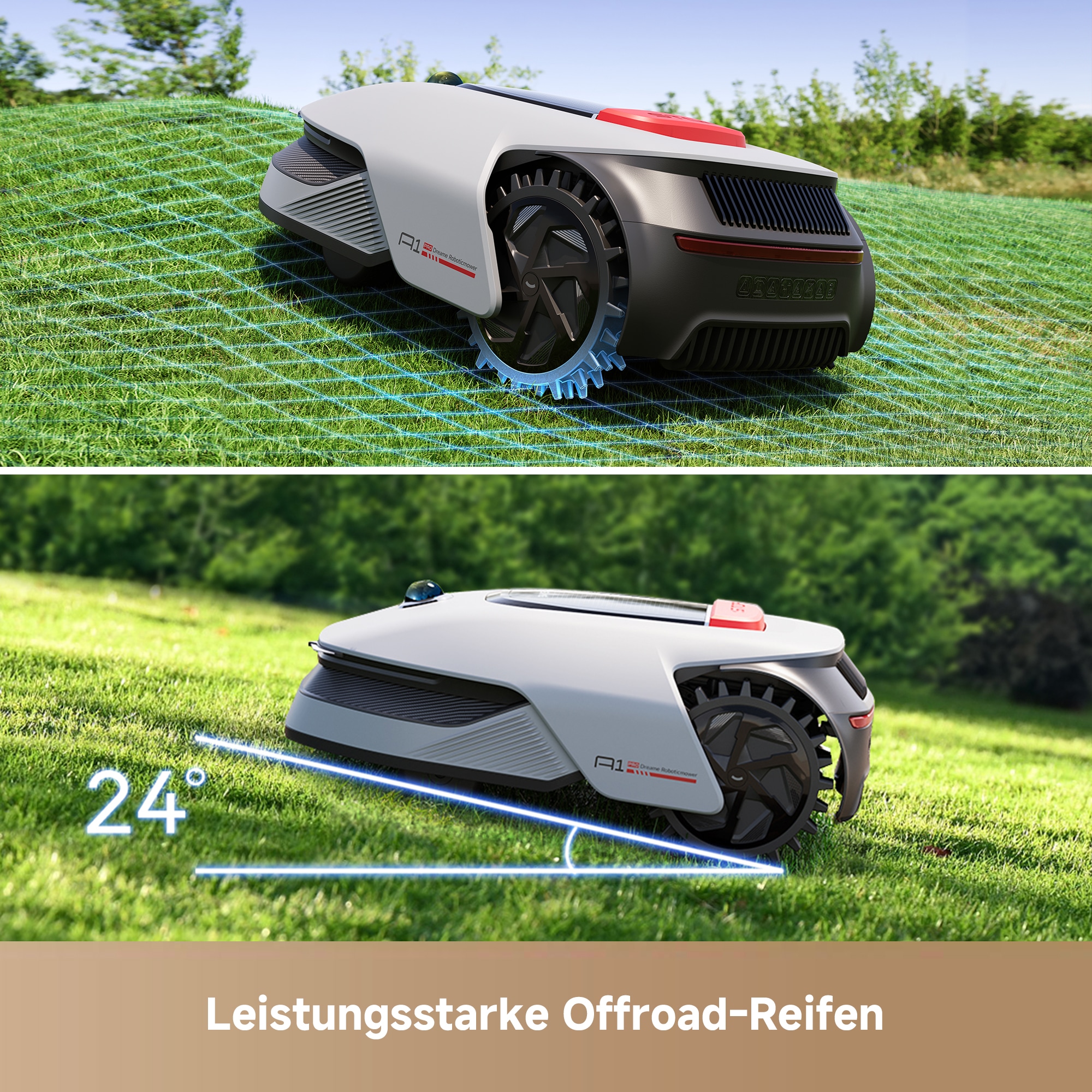Dreame Rasenmähroboter »Mower A1 Pro«, (Set), präzise Navigation, U-förmige Mähstrategie, duales Kartenmanagement