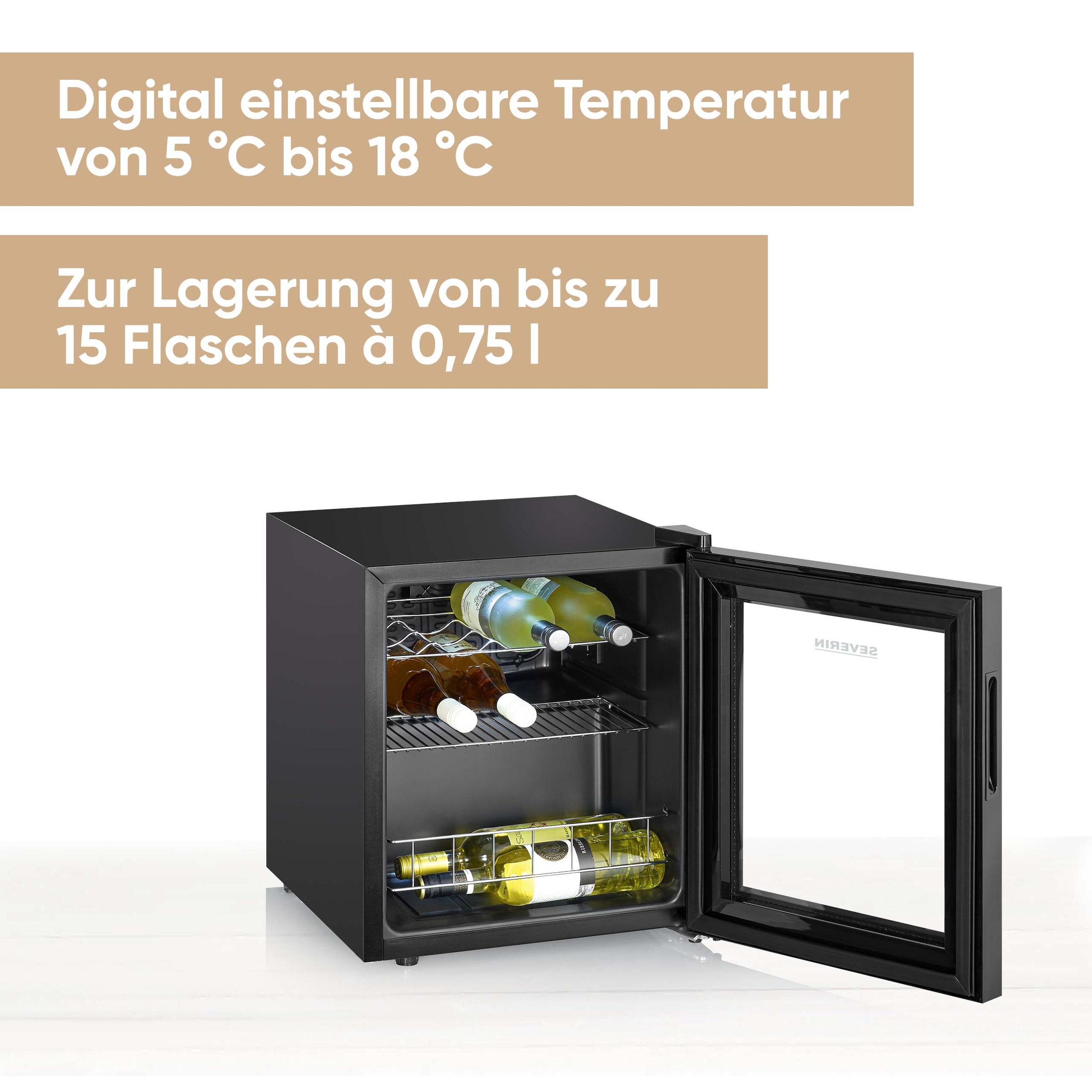 Severin Weinkühlschrank »WKS 8907«, für 15 St. Standardflaschen á 075l, für 15 Flaschen, 46 Liter Nutzinhalt