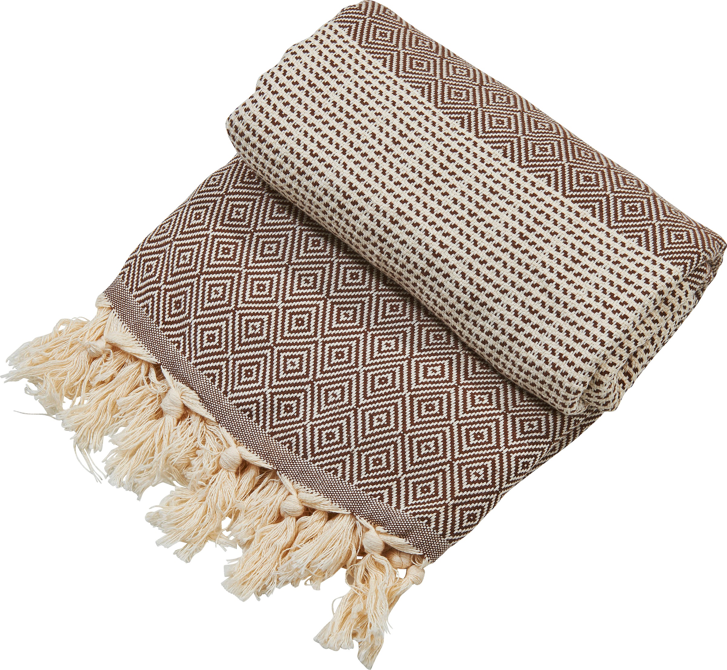 done.® Plaid »Lounge Diamond«, Leichtes Plaid mit geknoteten Fransen