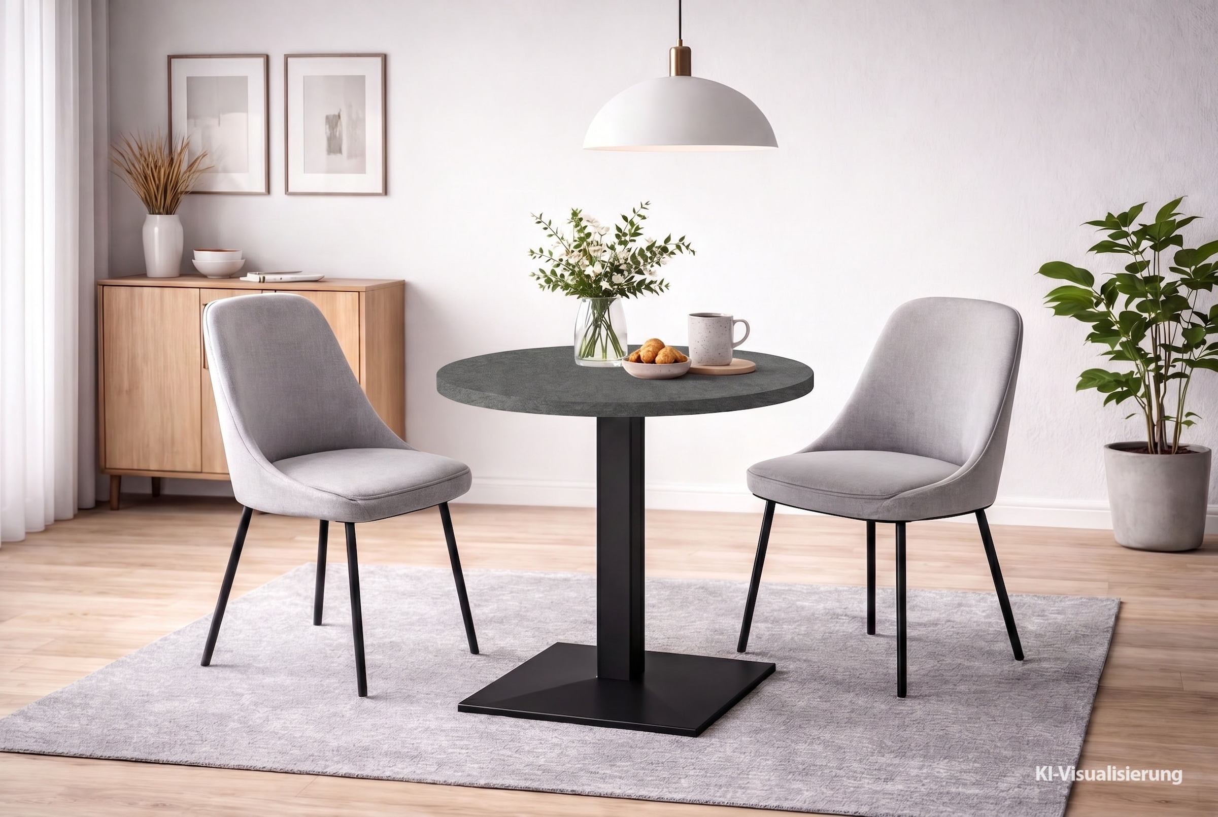 Mäusbacher "Big Bistro Metall" Quadrat-Säulengestell, eckige Platte Ø 70 cm H 75 cm