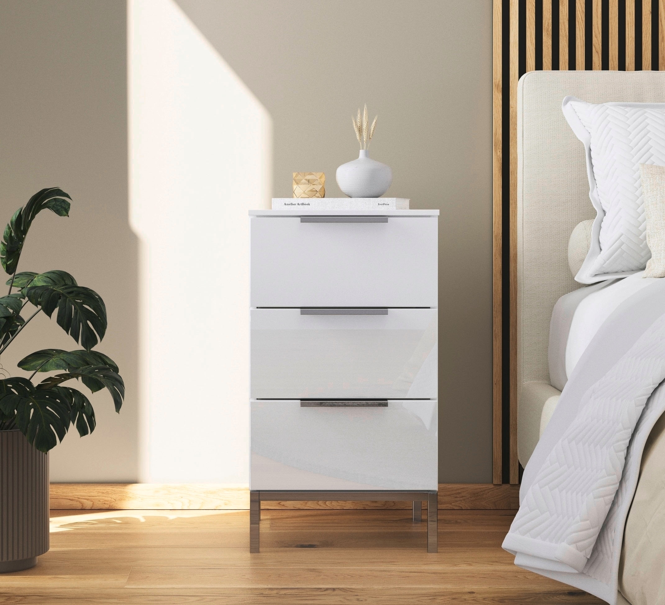 rauch Nachtkommode "Nachttisch Nachtschrank Nachtkonsole FLIPP mit Glasfron günstig online kaufen