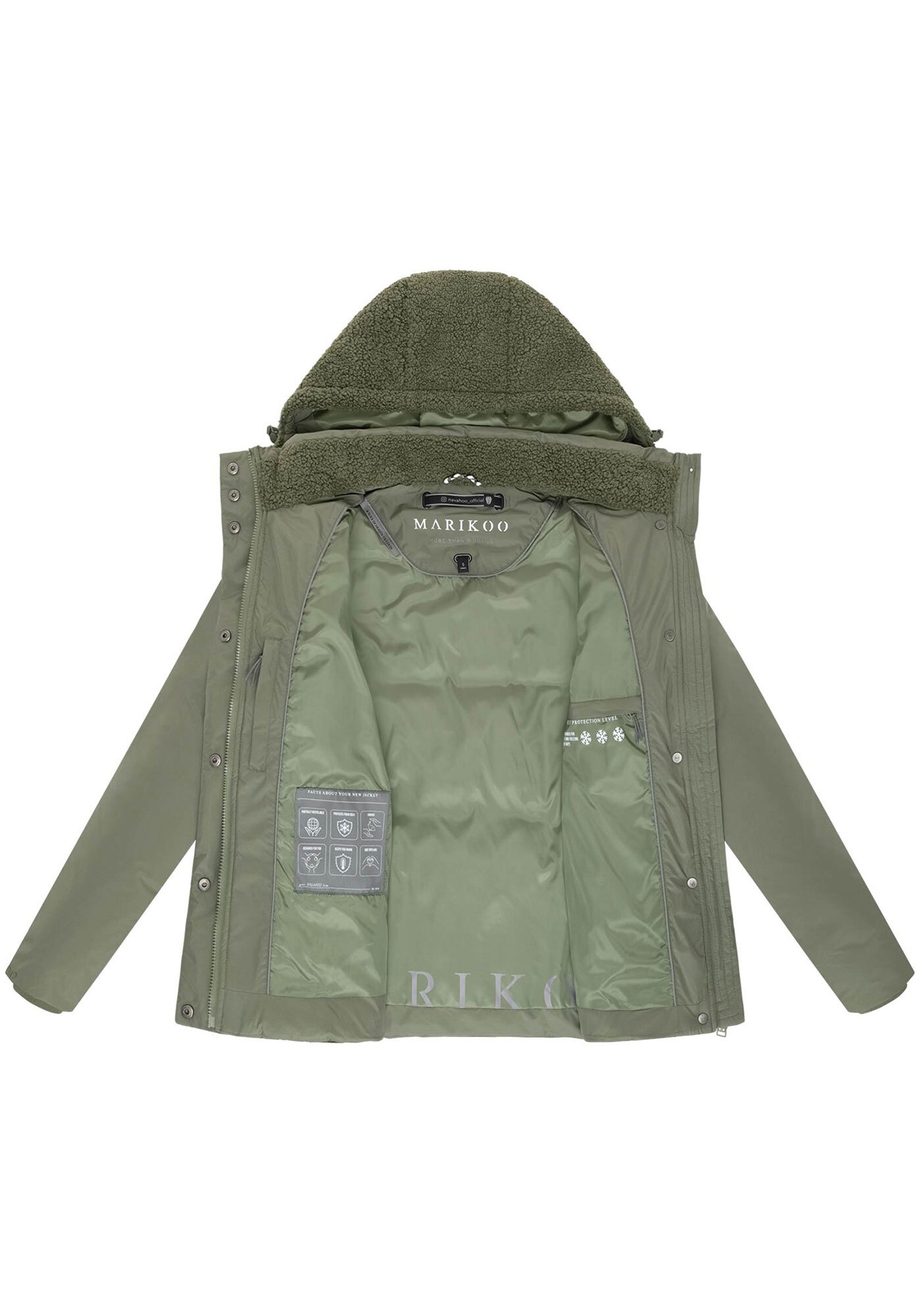 Marikoo Winterjacke »Sheeta«, Kombination aus Teddyfleece und glattem Material