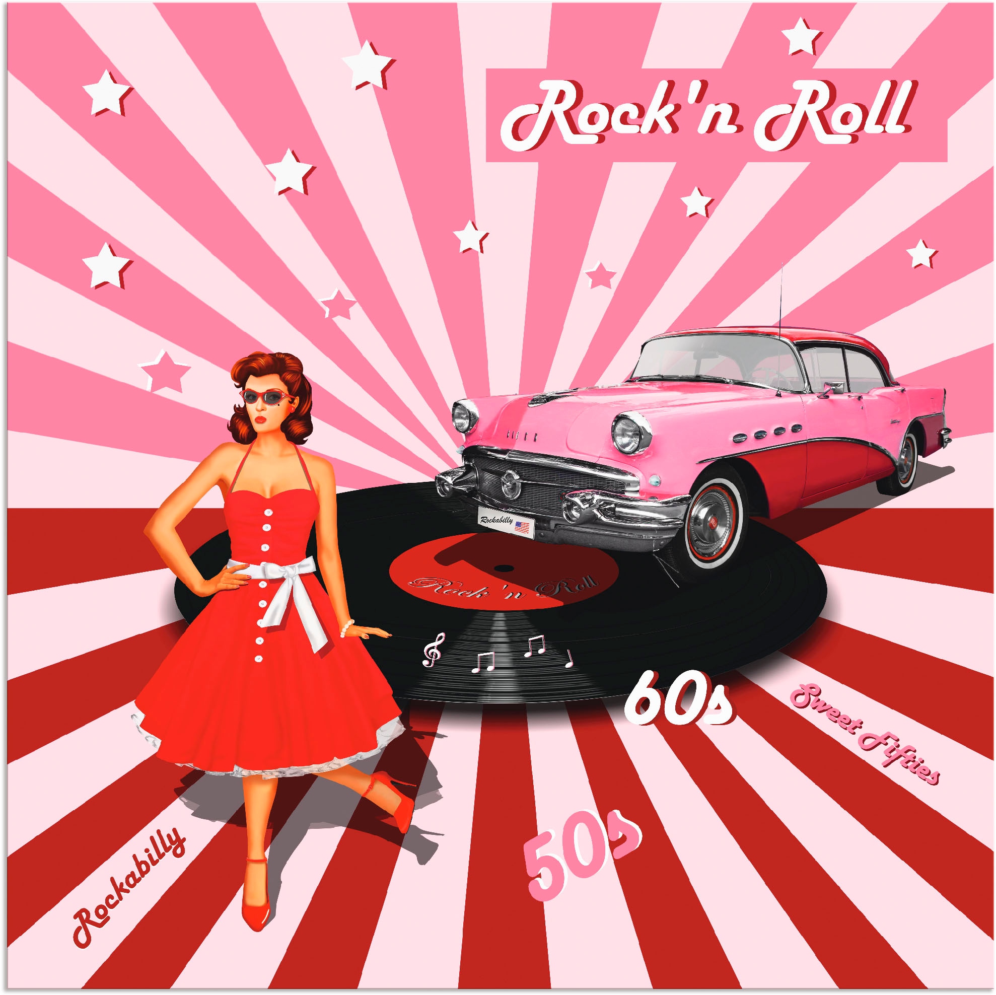 Artland Wandbild "Rockn Roll die 50er Jahre", Auto, (1 St.), als Alubild, O günstig online kaufen