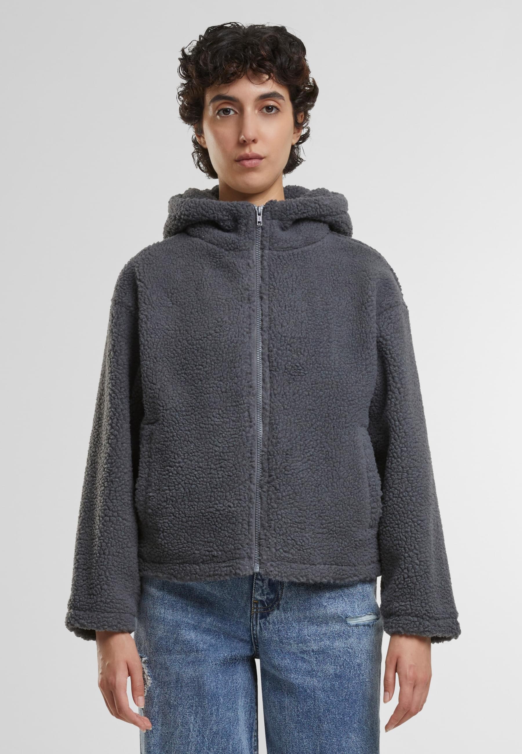 URBAN CLASSICS Allwetterjacke »Urban Classics Ladies Short Hooded Sherpa Jacket«, (1 St.), mit Kapuze