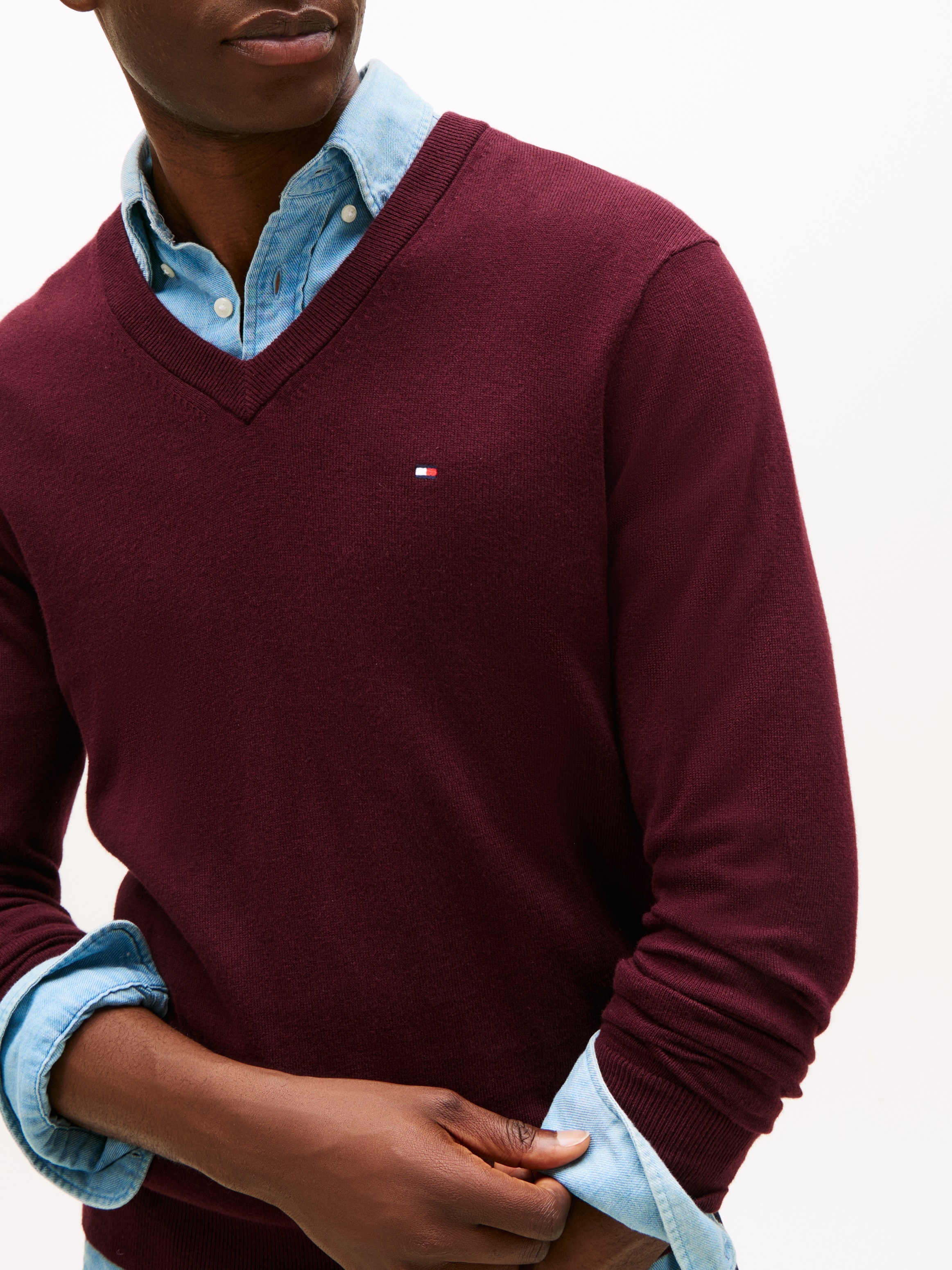 Tommy Hilfiger V-Ausschnitt-Pullover "PIMA ORG CTN CASHMERE V NECK" günstig online kaufen