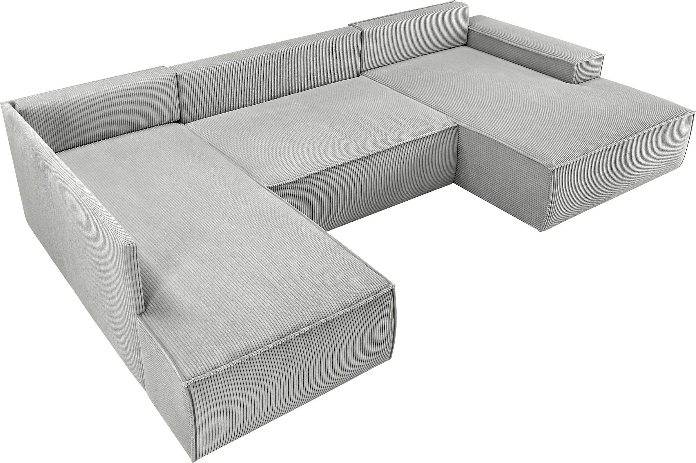 Home affaire Wohnlandschaft »SHERWOOD XXL 329 cm, U-Form, Schlafsofa,«, Schlaffunktion m. Bettkasten (194x139 cm), Cord, Vintage, Samtvelours