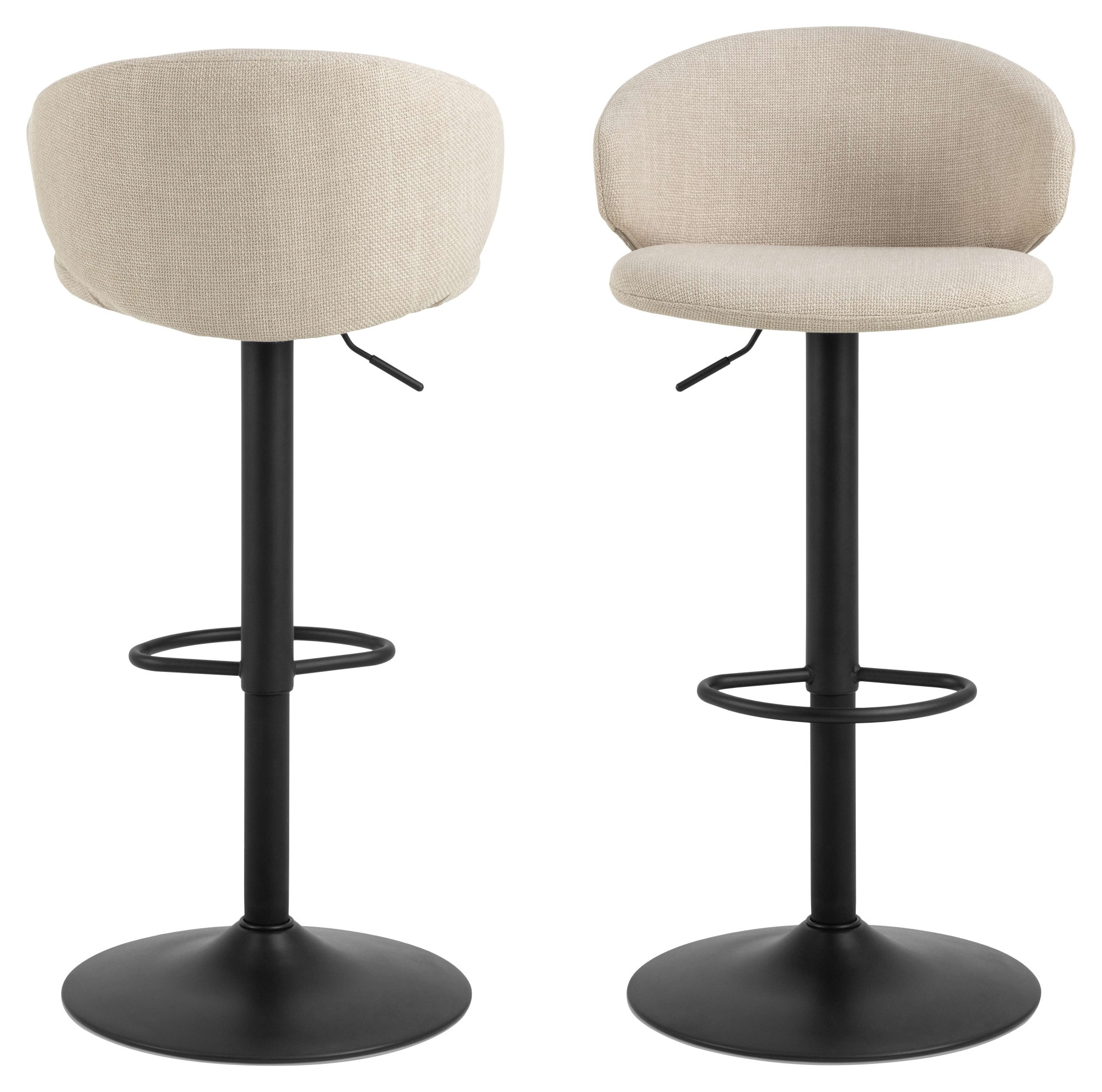 ACTONA GROUP Barhocker »Ella«, (Set, 2 St., 2 stk), Barhocker, Basel beige, Trompete Gestell matt schwarz rau, 2 Stk