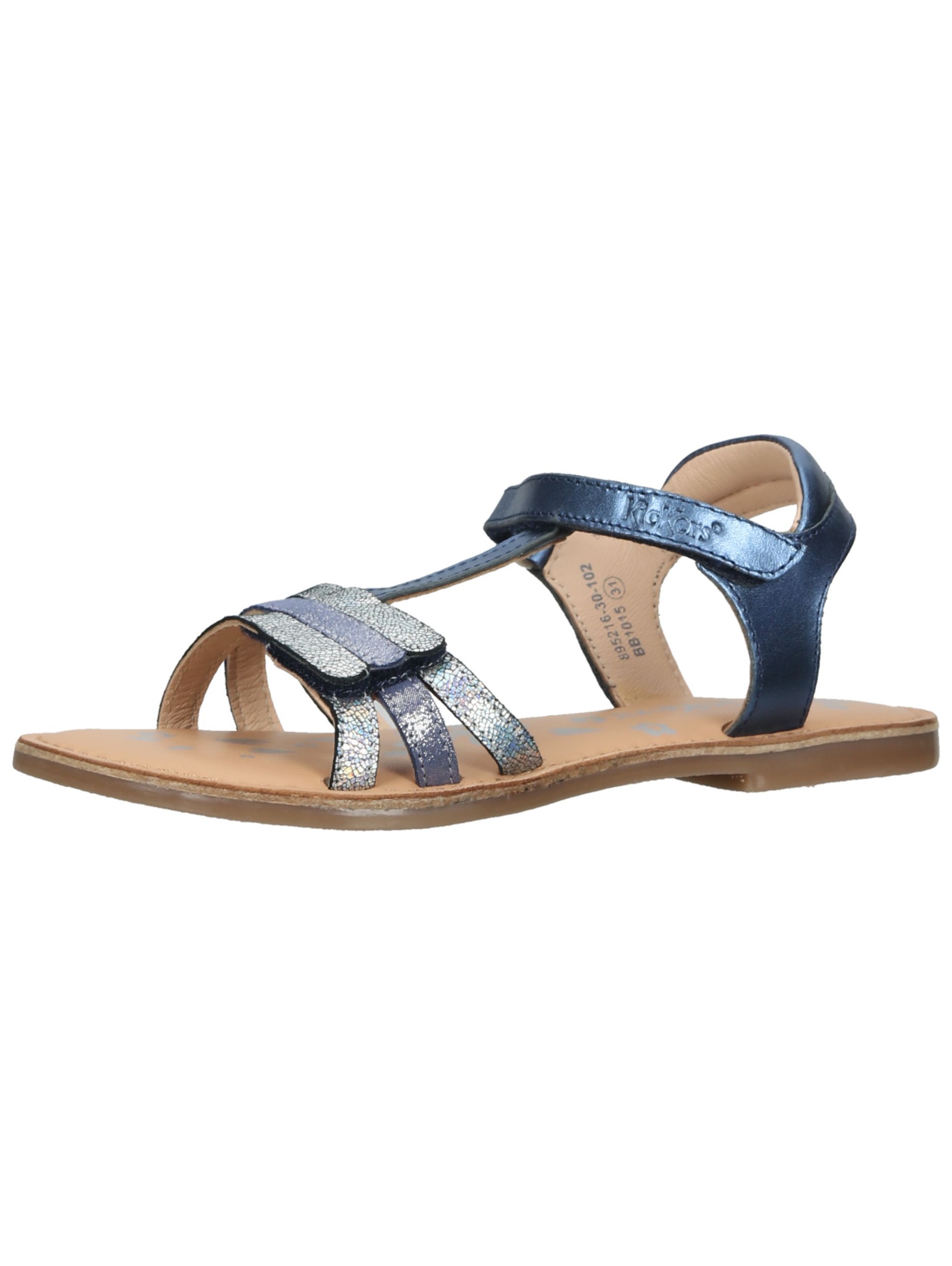 KICKERS Mädchen Riemchensandalette "Kickers Sandalen Leder", Gr. 28, blau, Leder, Schuhe